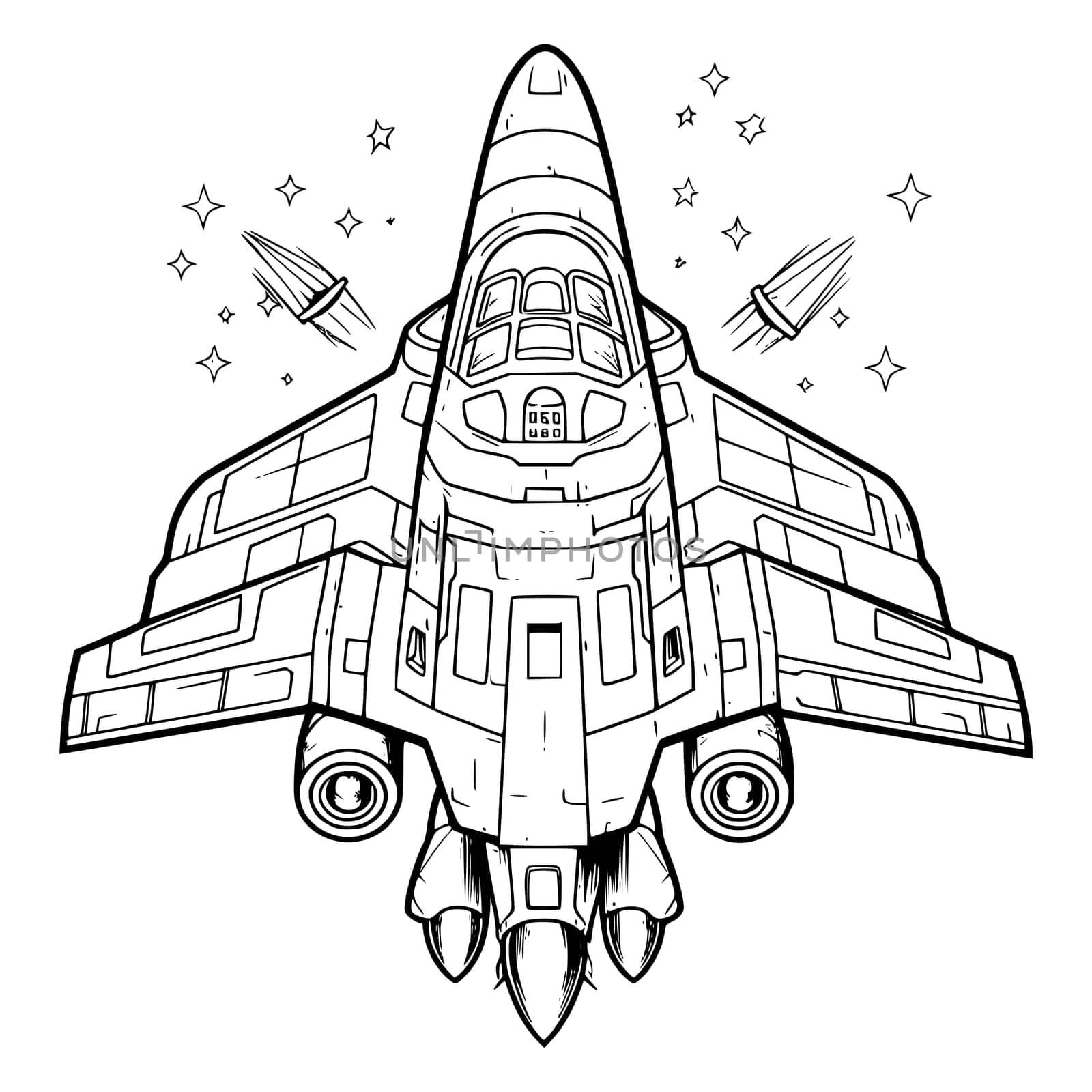 Starship Or Rocket With Pilot Coloring Page for Kids