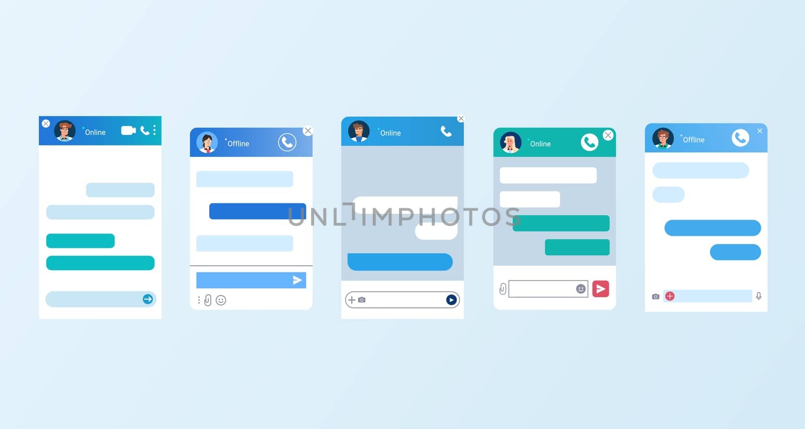 Doctor chat bot dialogue windows flat design for website or mobile app. Online medical consultancy, chatbot for remote customer service support. User interface of application with dialog boxes.