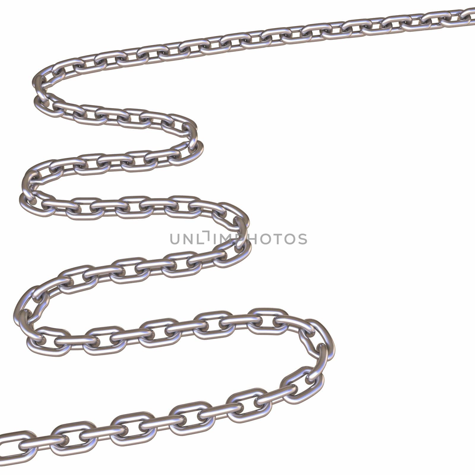 Steel chain 3D rendering illustration isolated on white background
