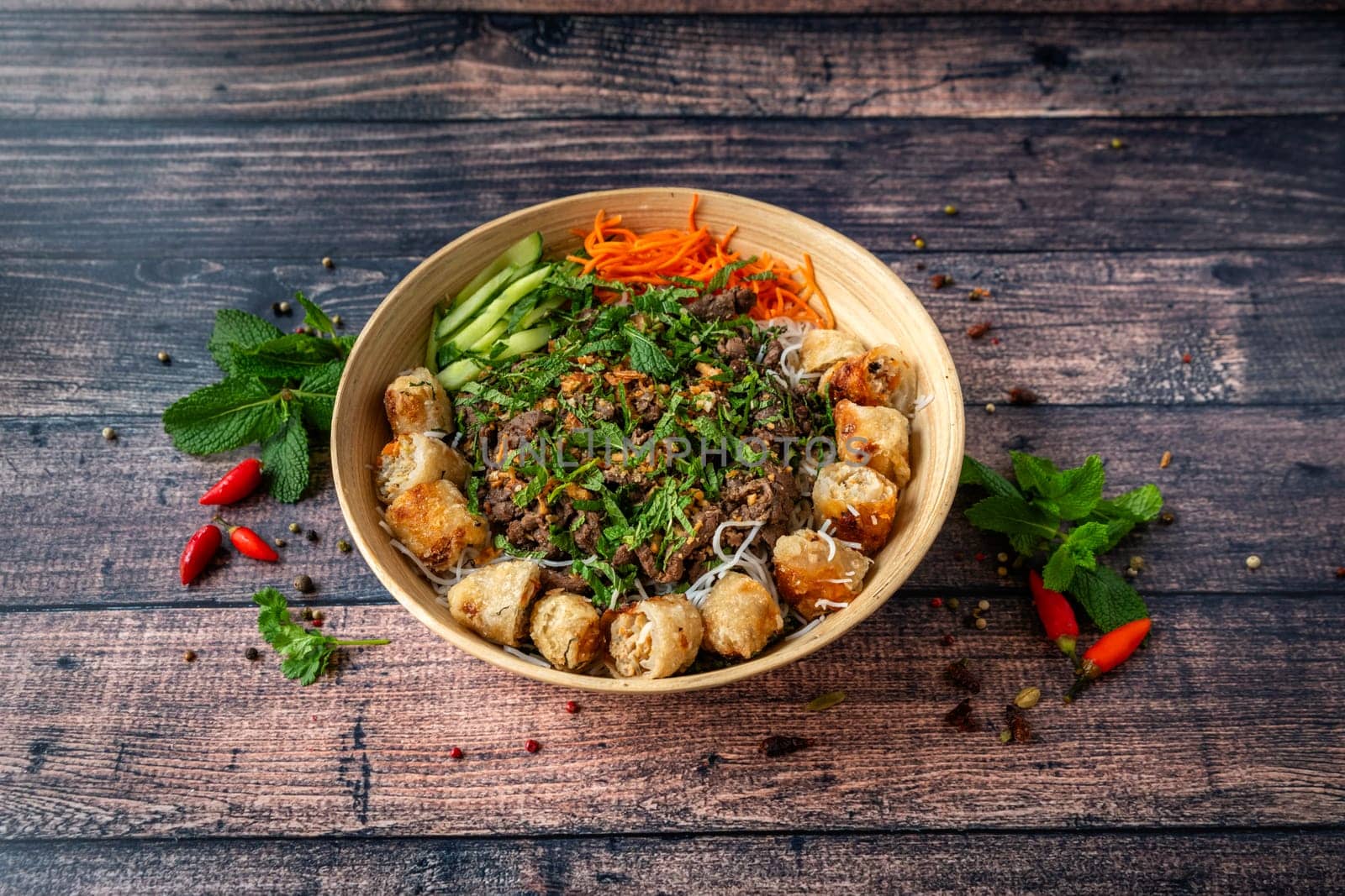 Asian and traditional food named Bobun