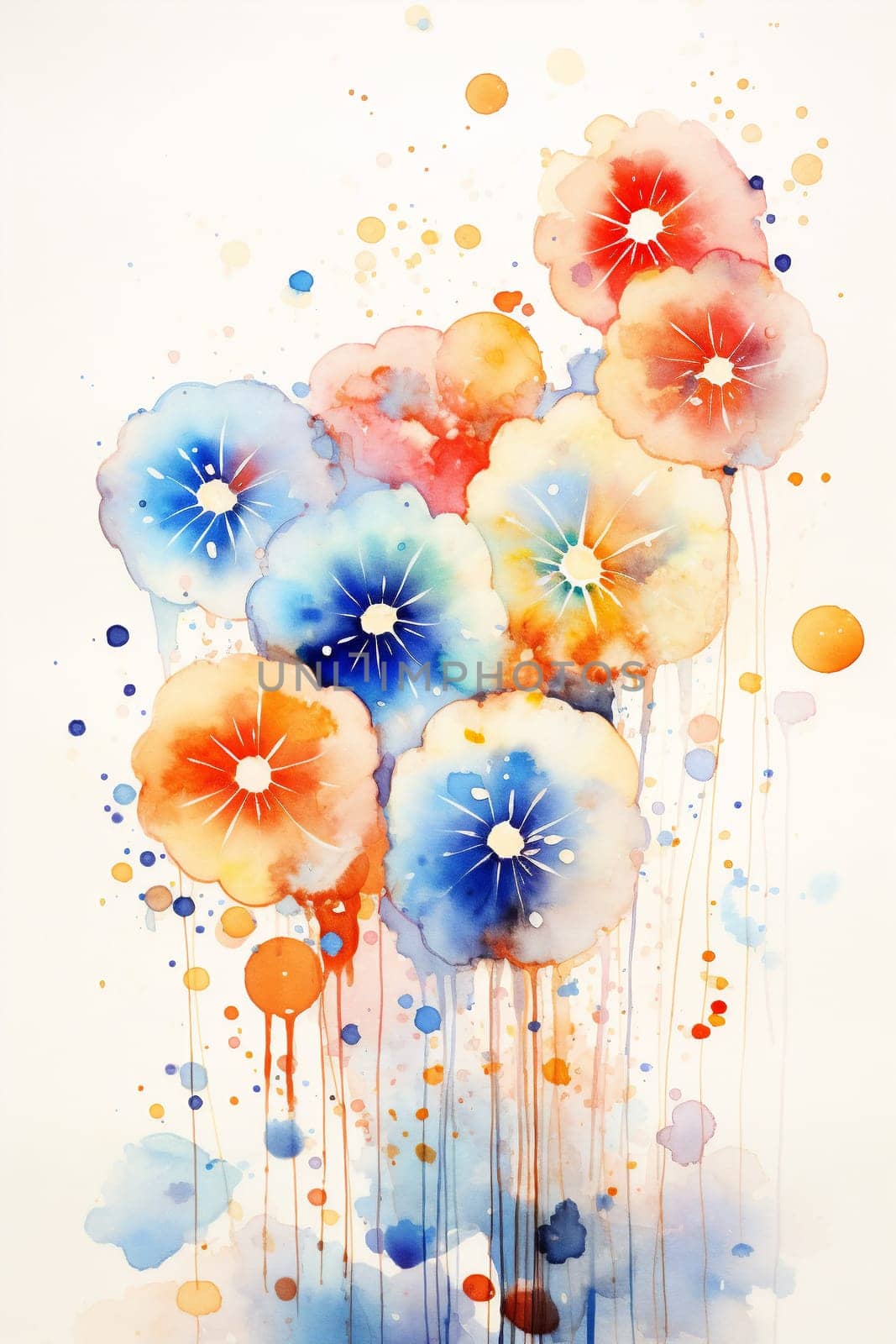 watercolor wildflowers art illustration - AI generative