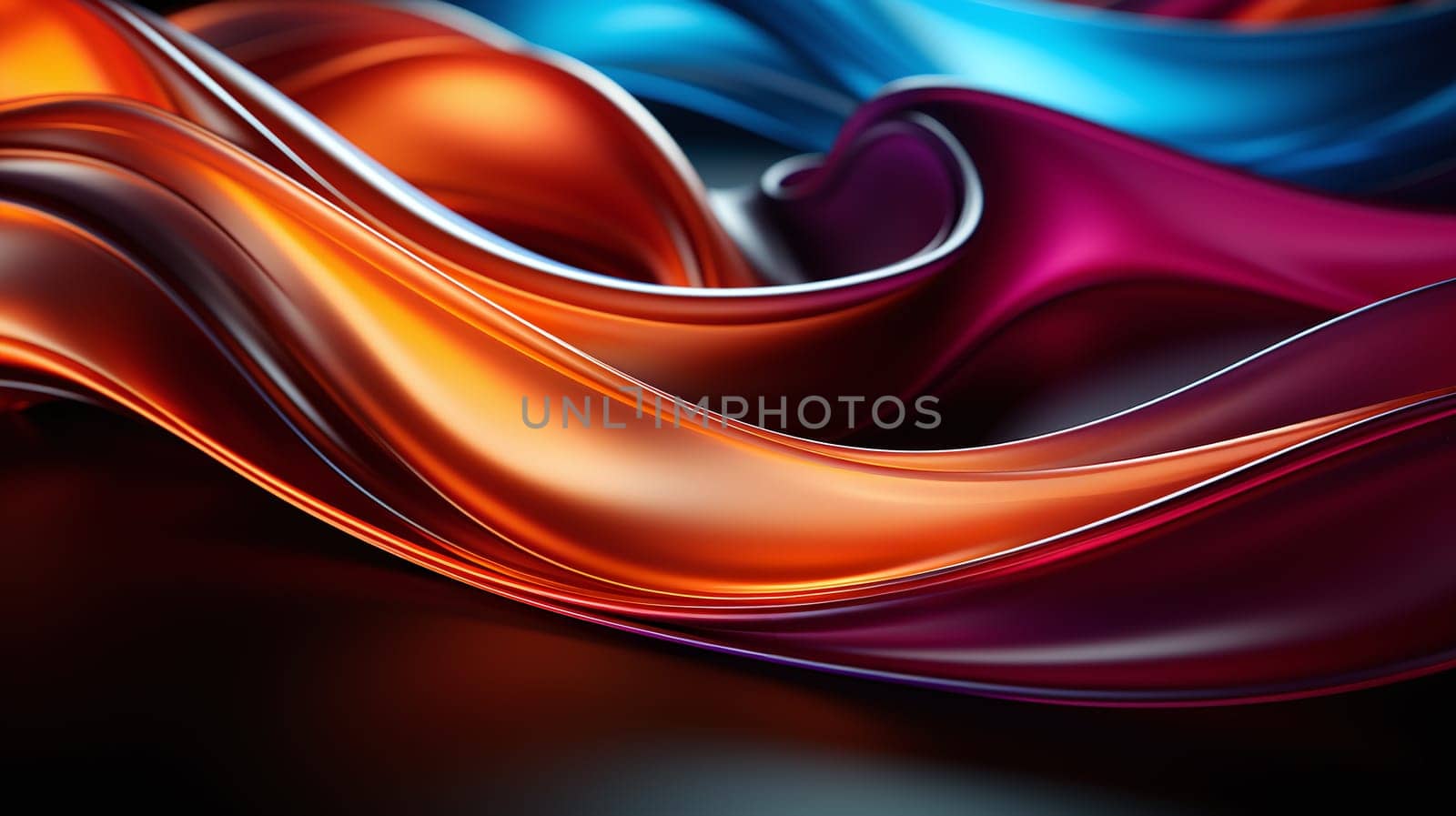 a colorful abstract wave on a black background - fluid motion - AI generative