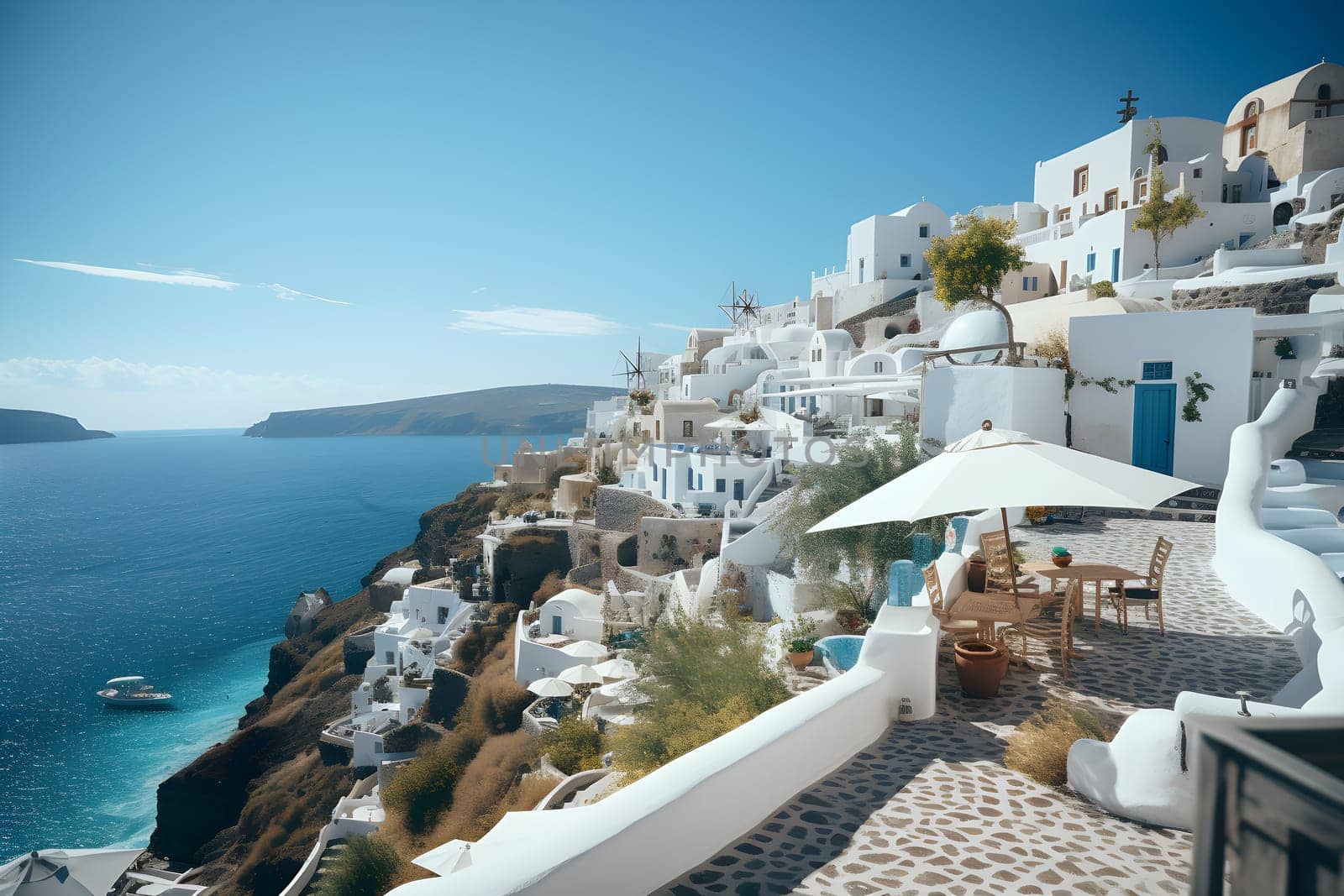 traditional village on a greek island - AI generative