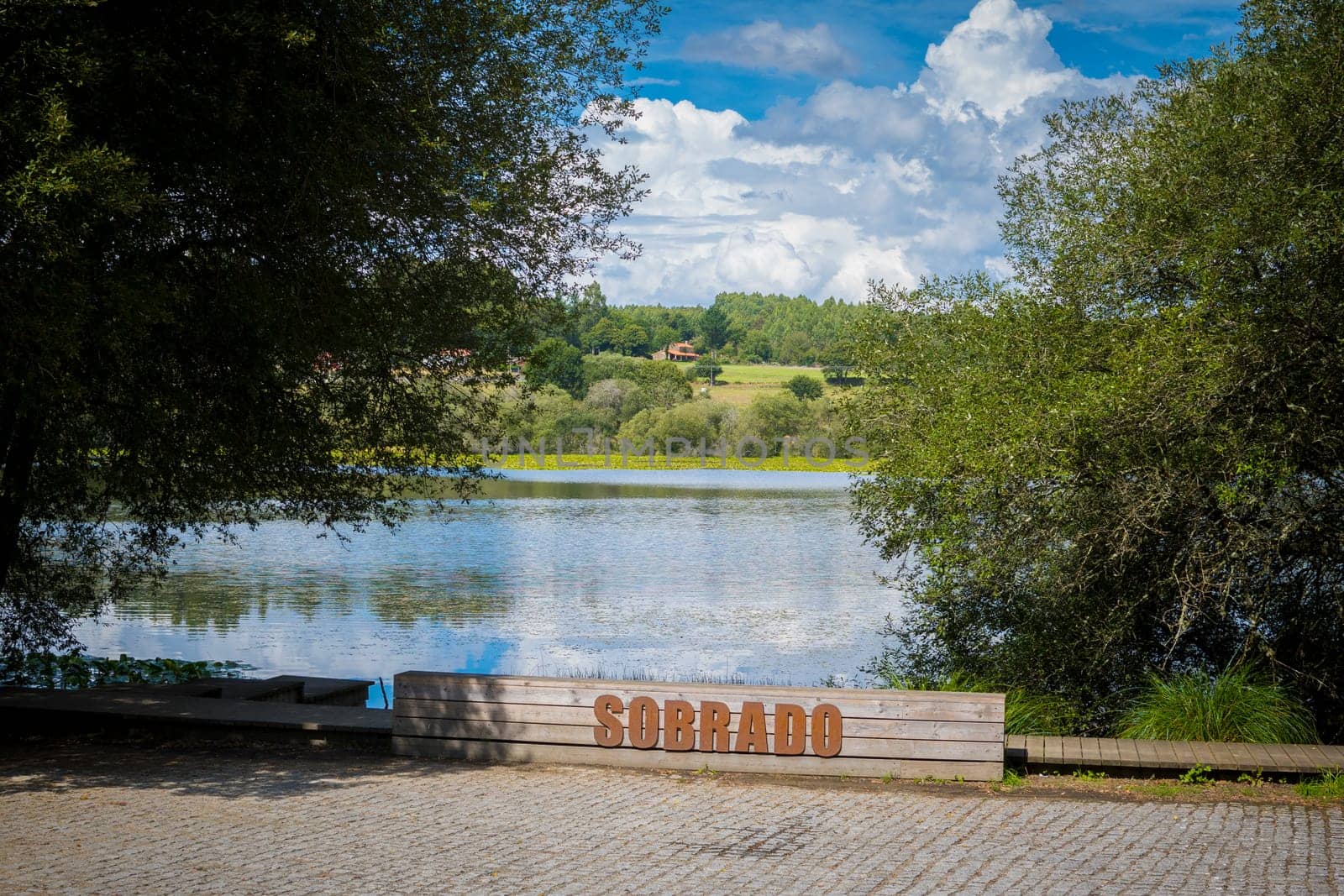 Sobrado dos Monxes, Spain, September 9th 2023: View on Lake Sobrado in Galicia, Spain