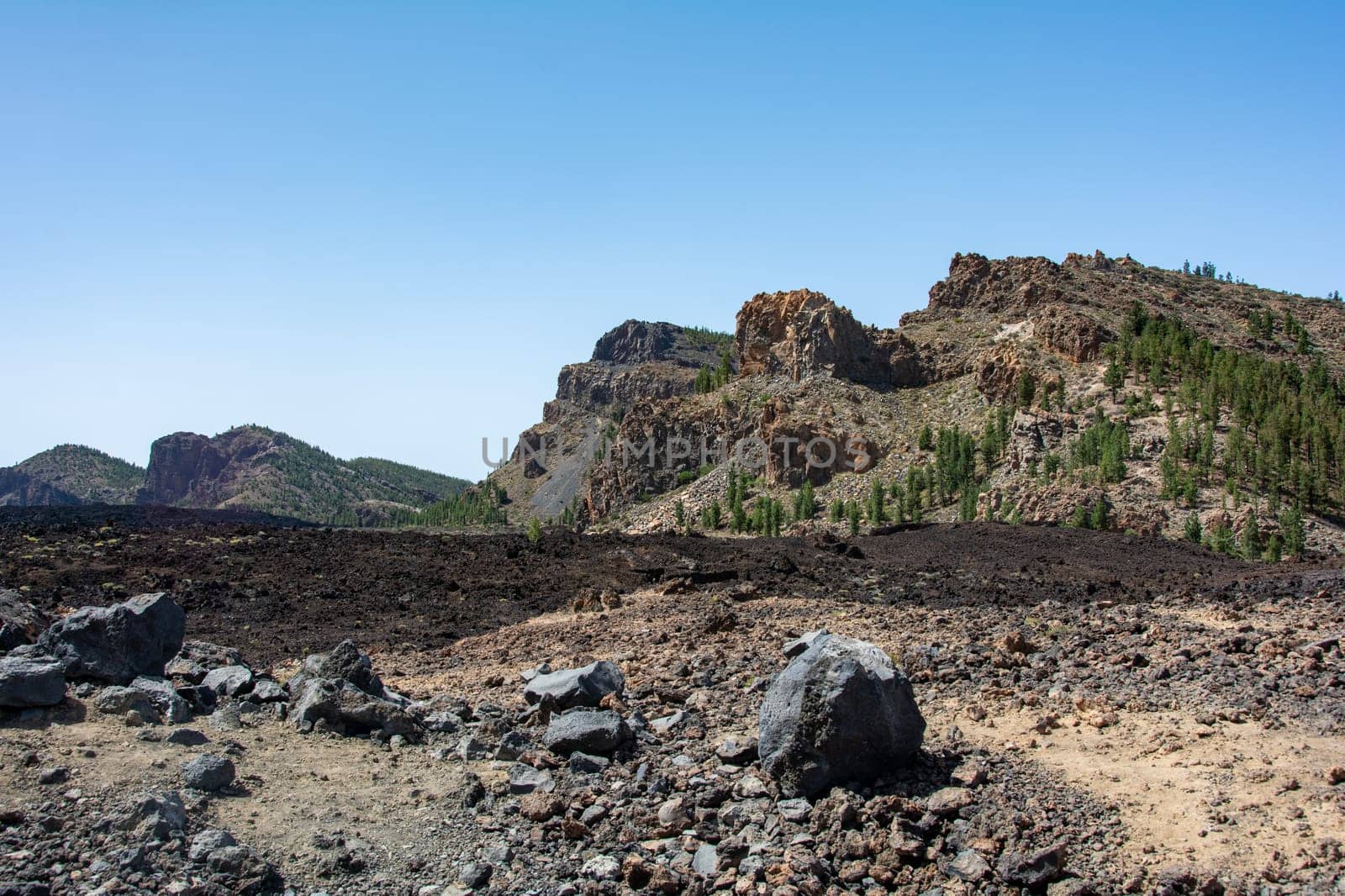 Volcanic landscape in El Teide National Park on the Canary Island of Tenerife, Spain