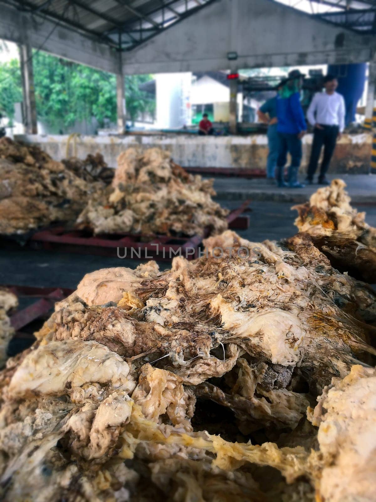 Latex Rubber, Rubber left over from the latex production process to be used to make other materials blurred background