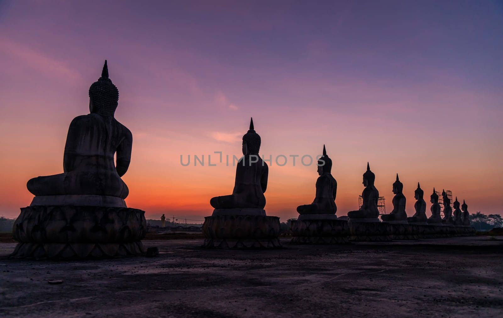 Big buddha stature with color of sky twilight dark filter style, Public in thailand, Nakhon si thammarat province