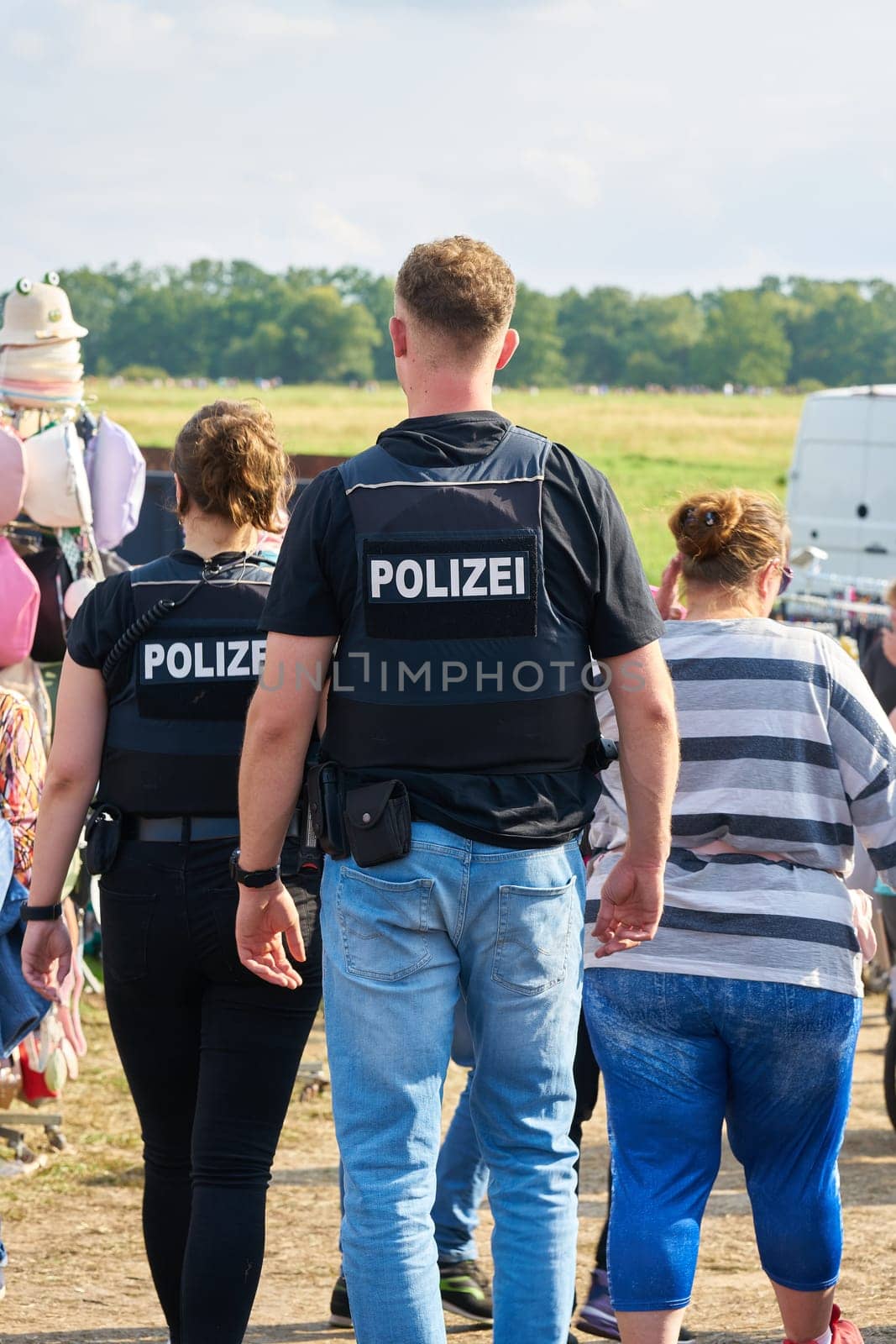 Police presence as a security measure at an annual folk festival in Havelberg, Germany