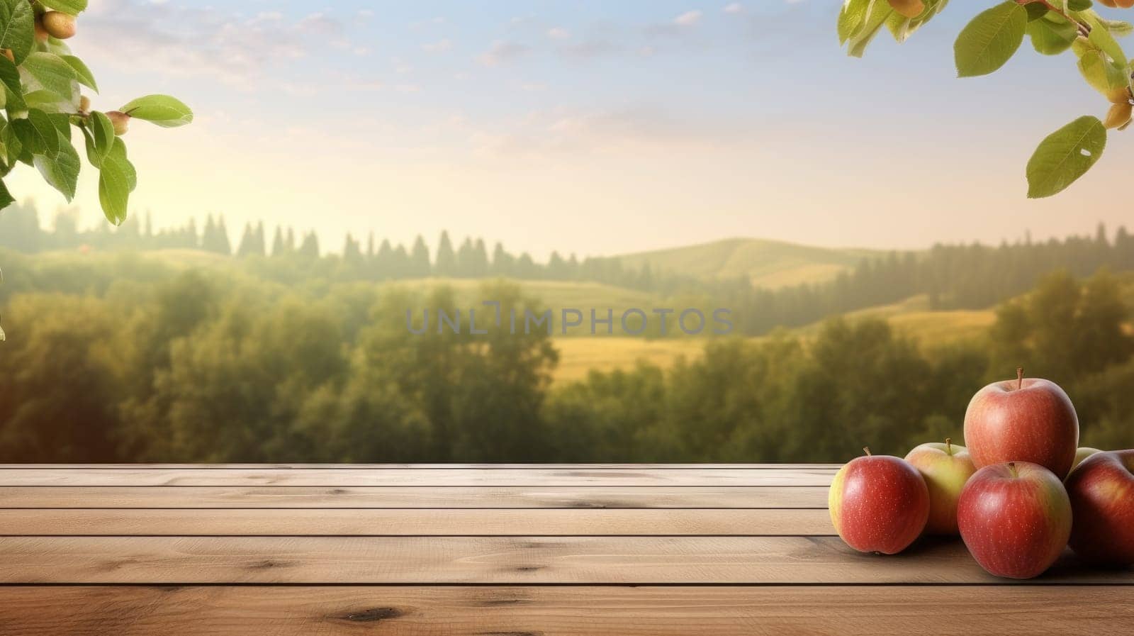 Concept with red apples copyspace for autumn and thanksgiving, artificial art