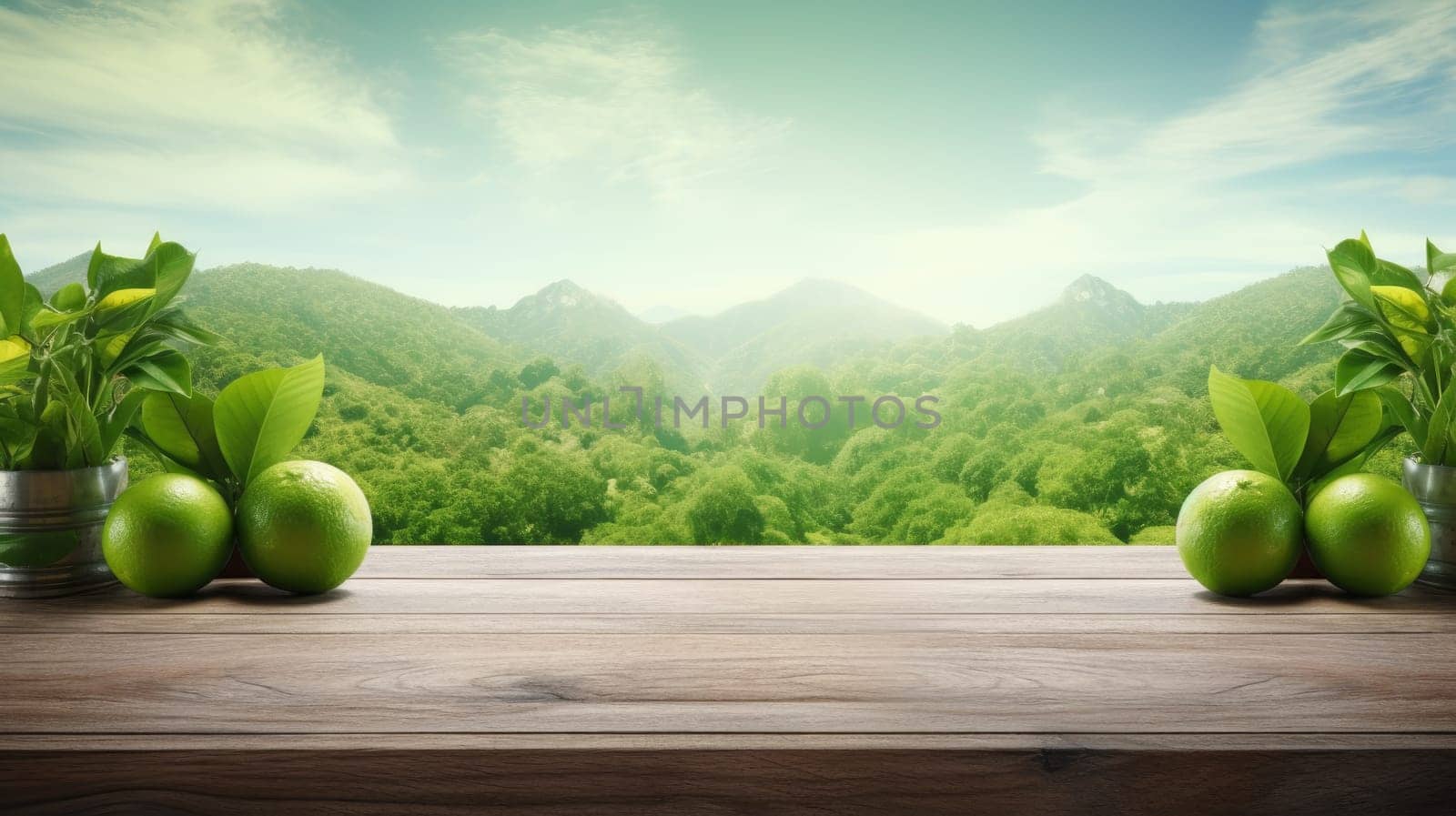 Mediterranean concept with juicy limes and copyspace. artificial art
