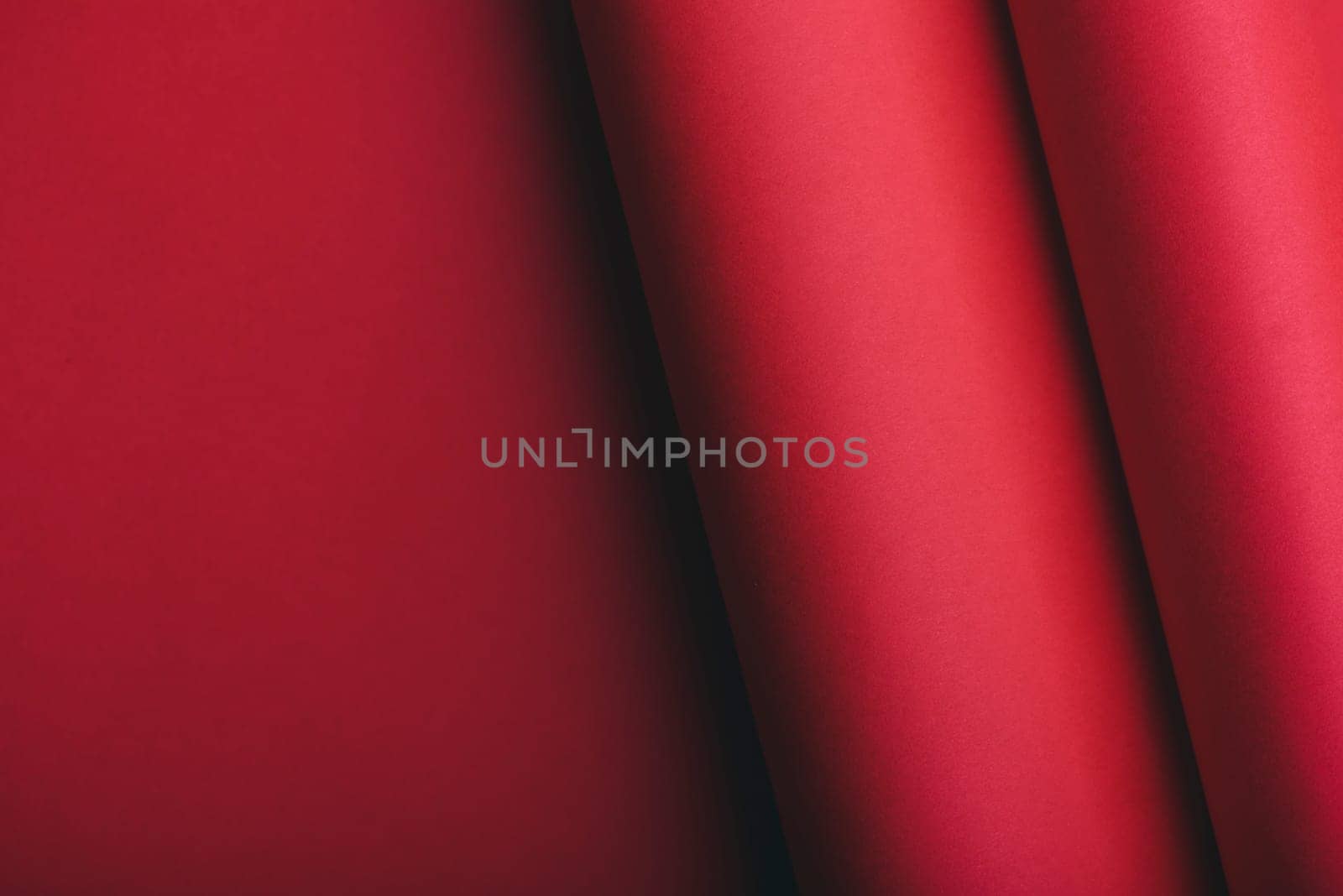 Abstract red geometry creative shape background. Modern and trendy minimal paper composition. Flat lay minimalist layout.