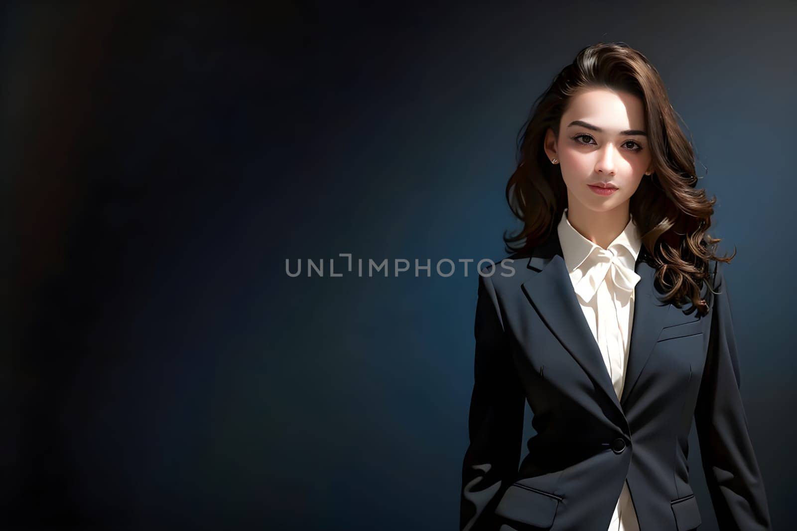 Happy girl standing in creative office. Successful businesswoman standing in office , space for text  . (portrait beautiful Business woman wear black suit on solid blue background professional photography, : 1.1 ) photorealistic , best quality, ultra high res face, (photorealistic:1.2) -<ng_deepnegative_v1_75t><eonn><by_bad_artist__neg><verybadimagenegative_v1_3><easynegative><cloudport><charturner><bad_prompt><bad_prompt> beard , mustache Steps: 29, Sampler: DPM++ 2M Karras, Guidance Scale: 6.5, Seed: 4183231462, Size: 1152x768, Model: unstableinkdream_75balance_f16.ckpt, Strength: 1.0, Seed Mode: Scale Alike, Upscaler: realesrgan_x4plus_f16.ckpt, Hires Fix: true, First Stage Size: 768x512, Second Stage Strength: 0.7, LoRA 1 Model: business_suit_lora_f16.ckpt, LoRA 1 Weight: 0.99, LoRA 2 Model: officelady_lora_f16.ckpt, LoRA 2 Weight: 0.6, Control 1: controlnet_openpose_1.x_f16.ckpt, Control 1 No Prompt: false, Control 1 Weight: 1.0, Control 1 Start: 0.0, Control 1 End: 1.0, Control 2: controlnet_scribble_1.x_v1.1_f16.ckpt, Control 2 No Prompt: false, Control 2 Weight: 1.0, Control 2 Start: 0.0, Control 2 End: 1.0