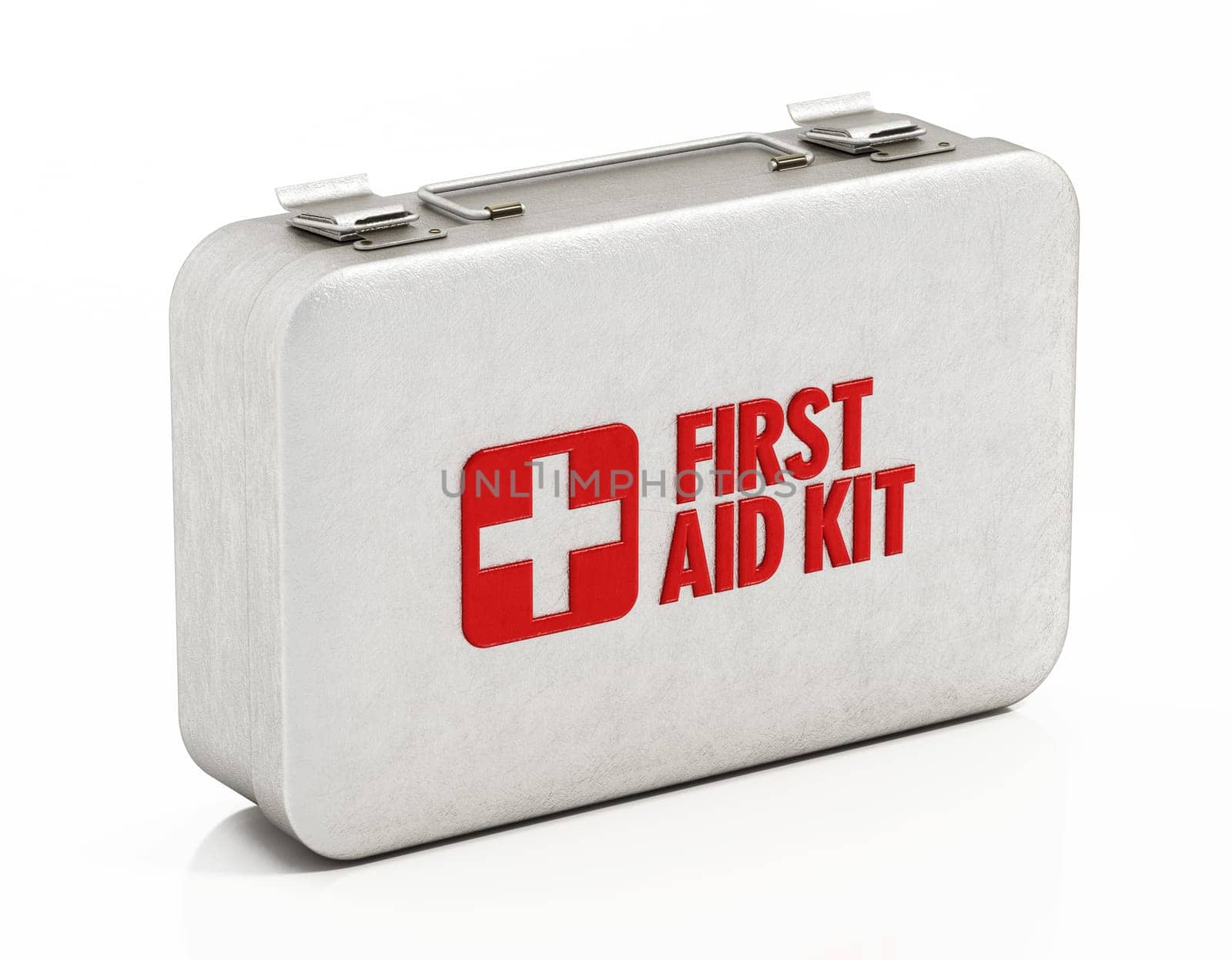 First aid kit isolated on white background. 3D illustration.