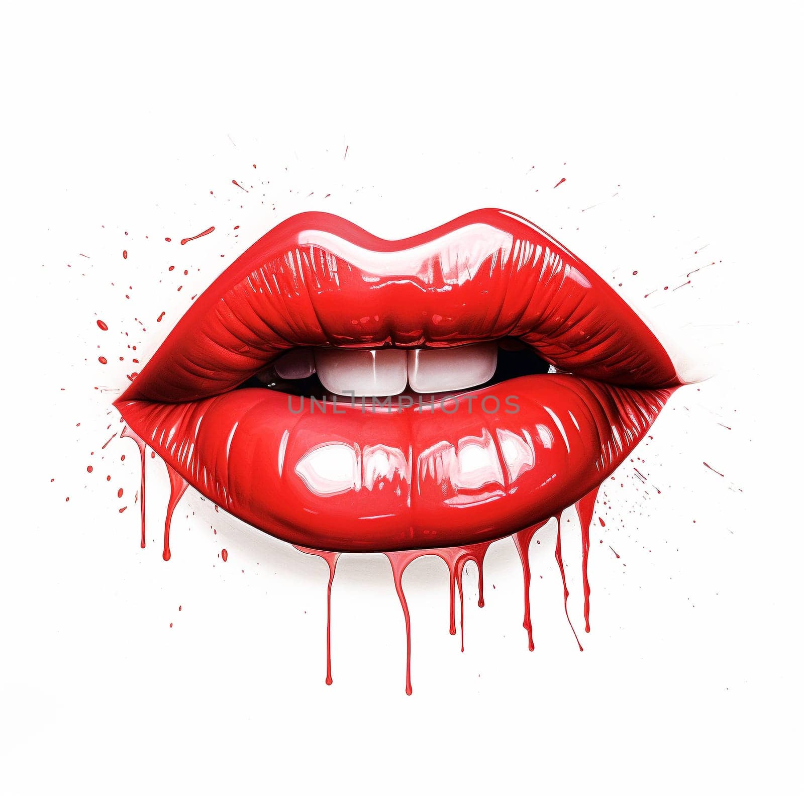 Dripping lips logo design isolated on white background. Generative AI.