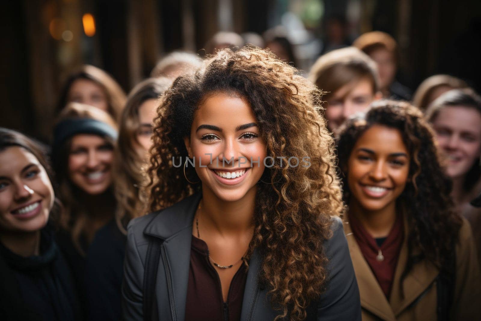 Portrait of multiracial and multiethnic young people group. Diversity an tolerance concept. Generative AI.