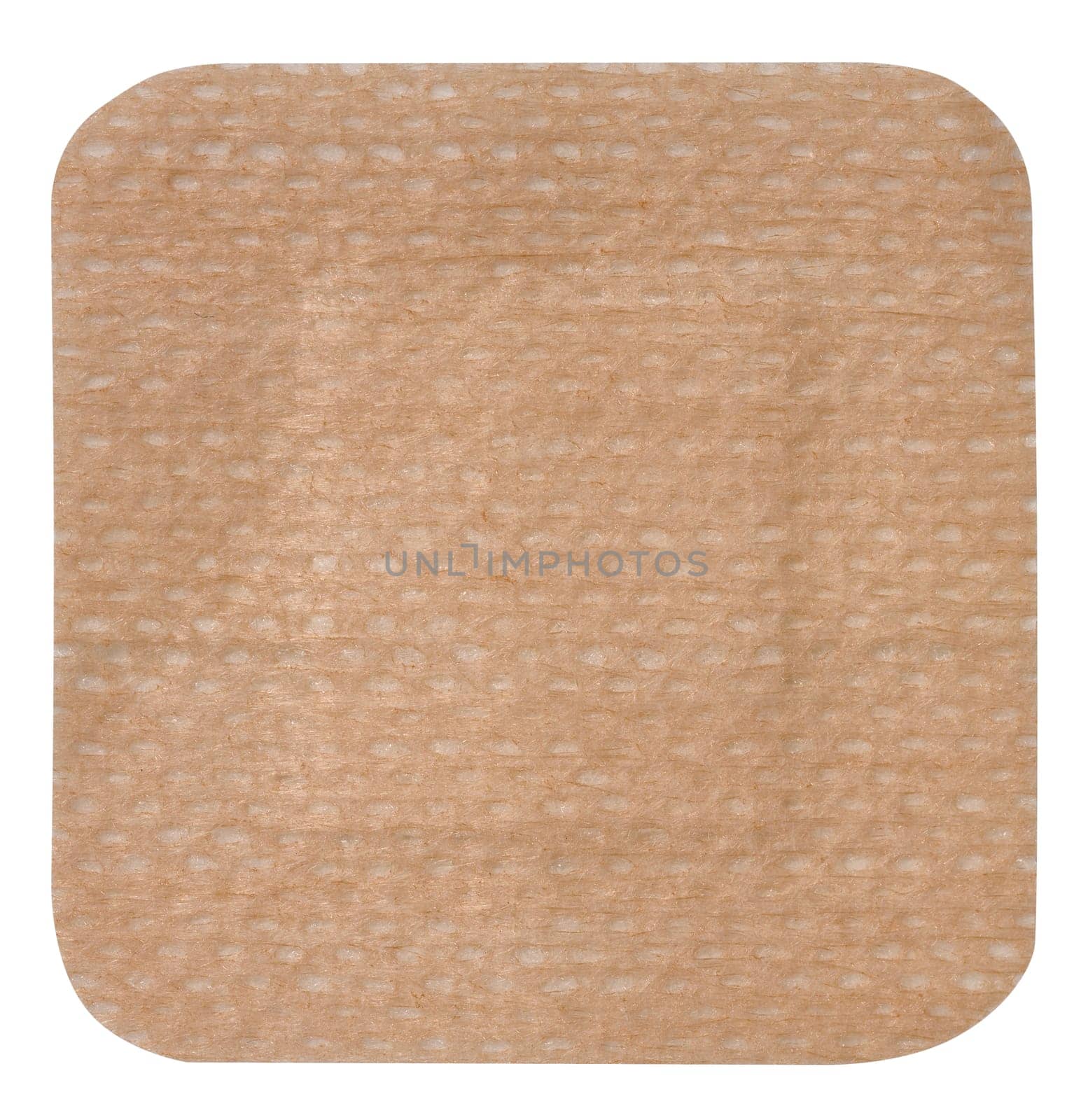 Square medical brown textile plaster on white isolated background