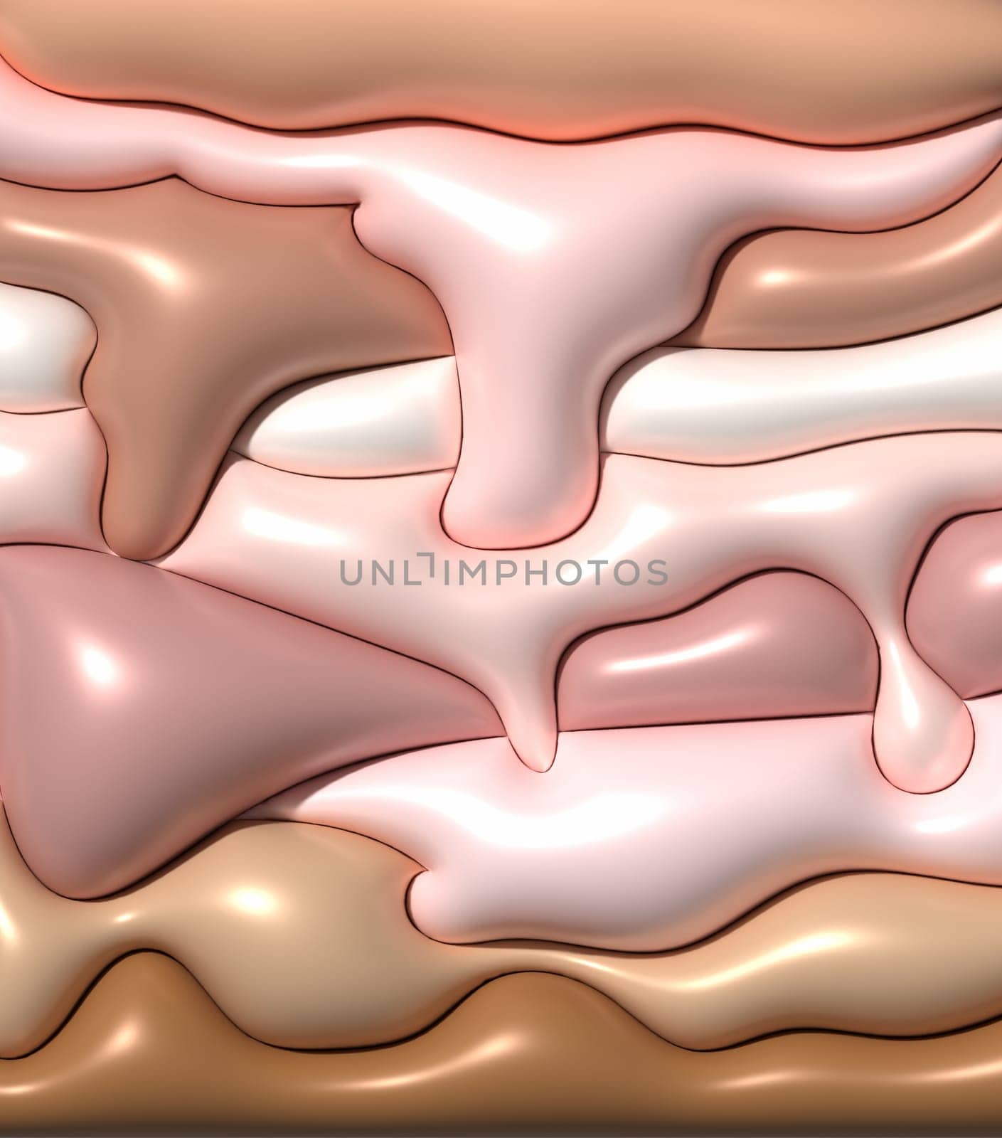Flowing beige and brown layers, 3D rendering illustration