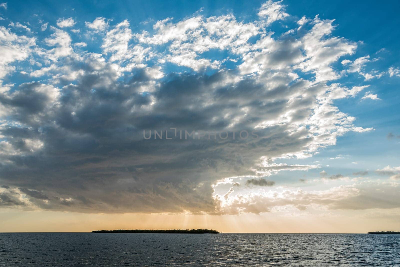 Scenic clouds during sunset over the sea in the Everglades NP, USA