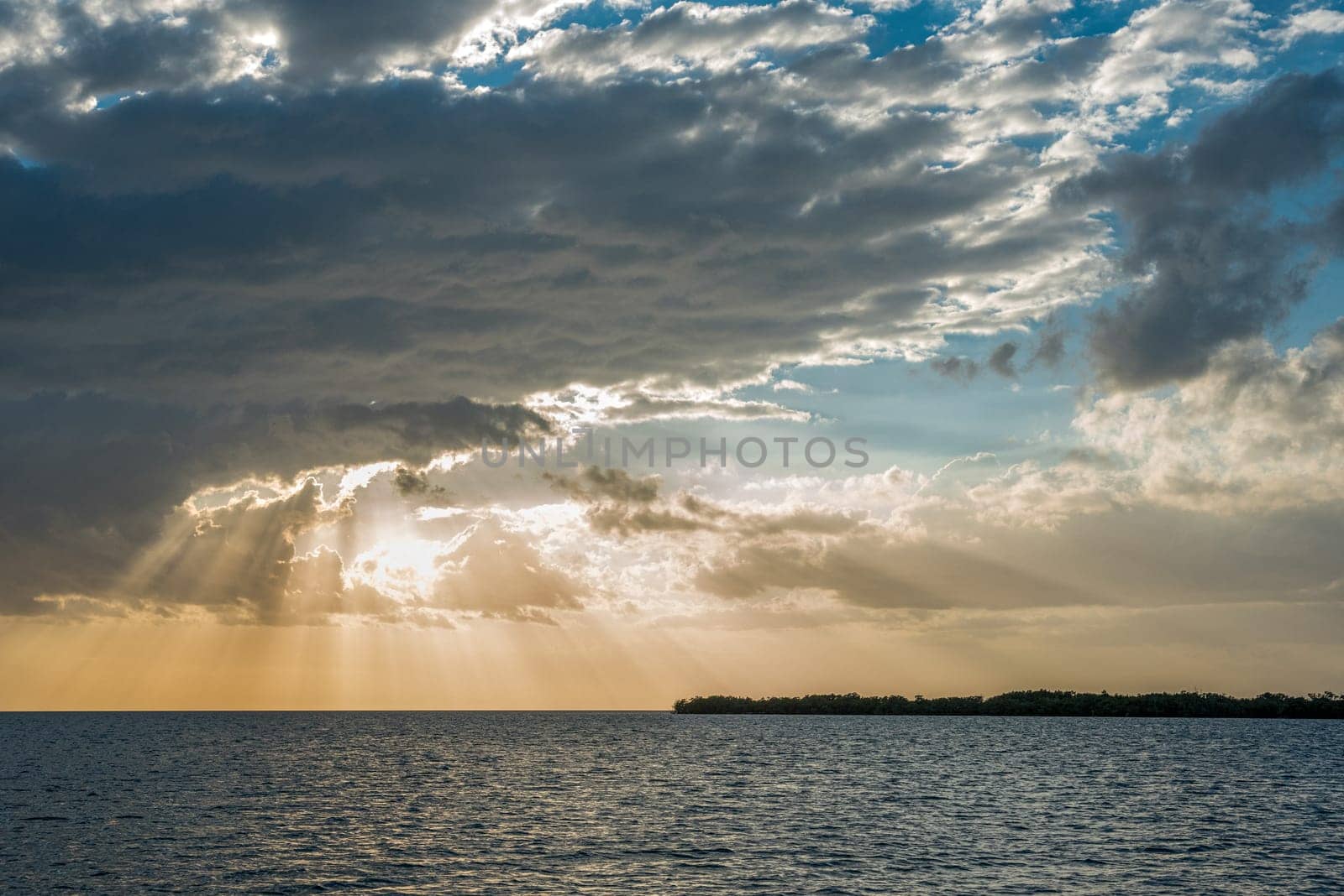 Scenic clouds during sunset over the sea in the Everglades NP, USA