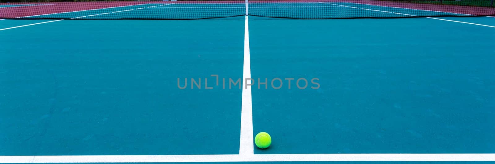 Tennis court with ball