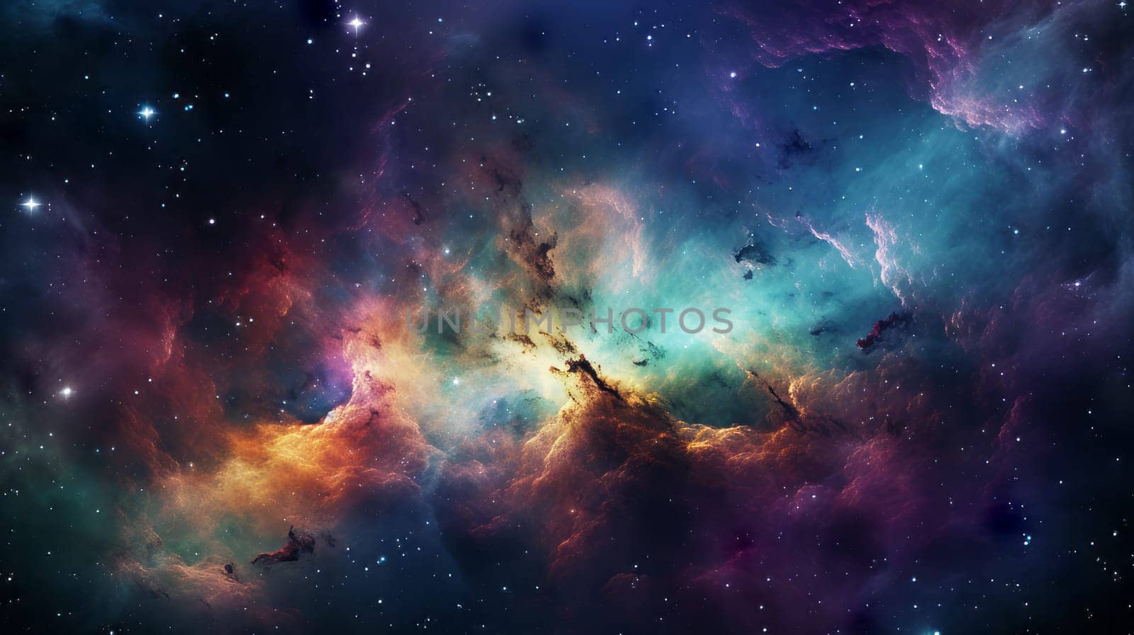 Vibrant celestial landscape with stars and clouds