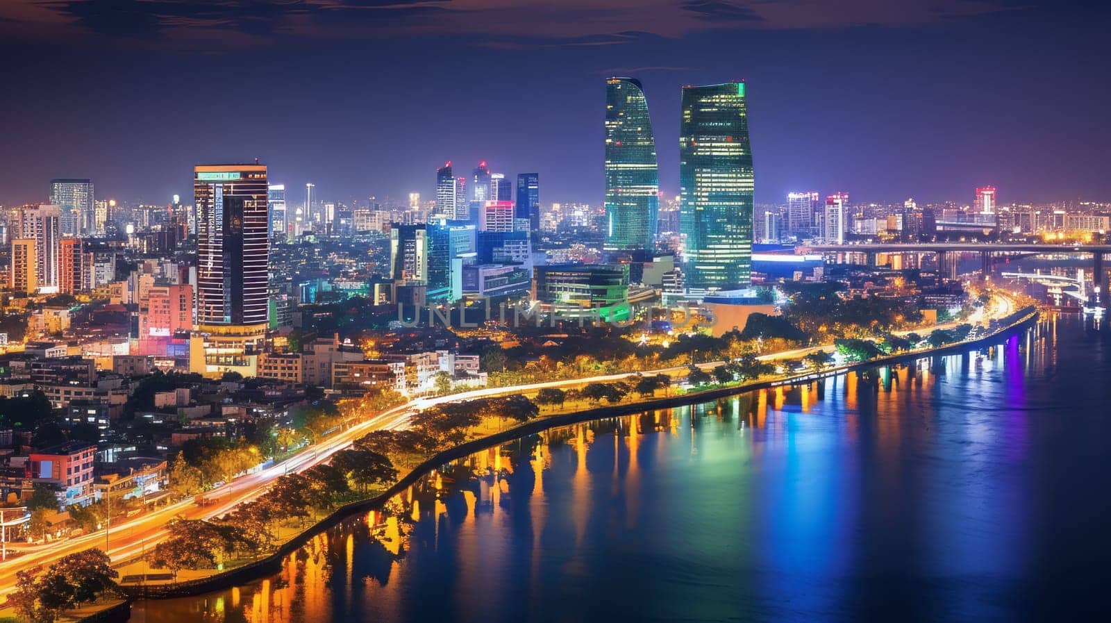 A city's central district with a lively nightlife scene