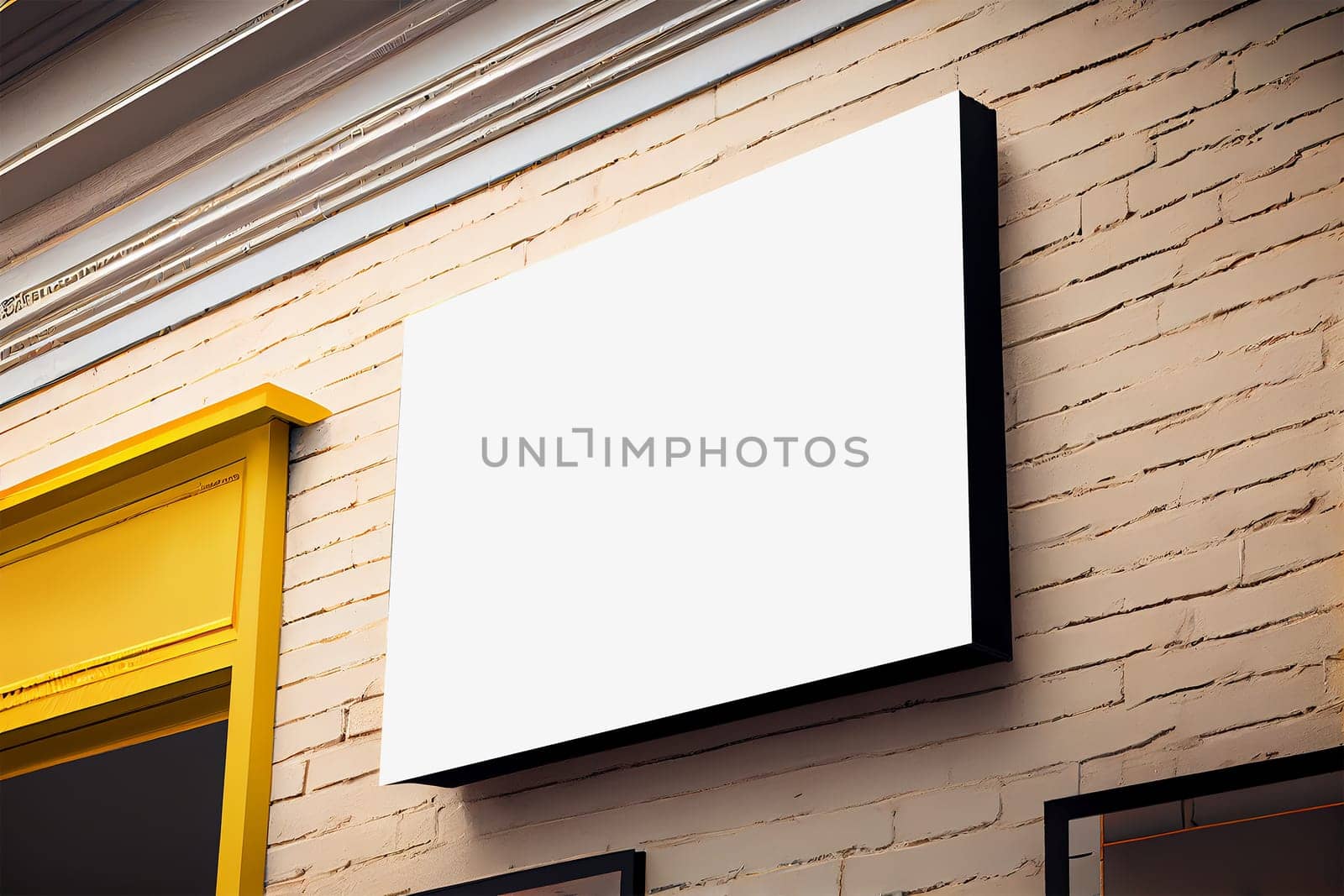 Outdoor store banner signage mockup - signboard for shop, store, restaurant in urban street