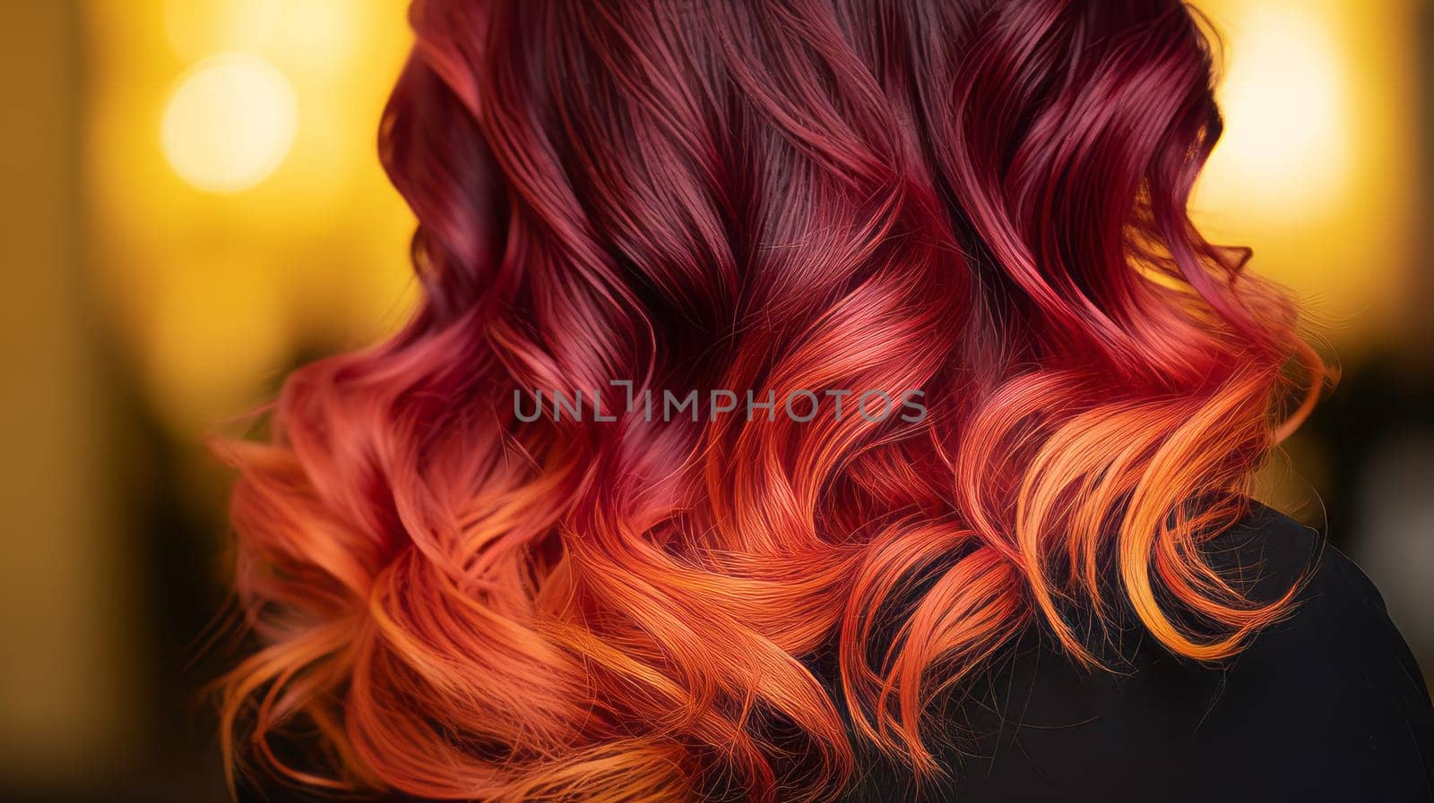A close up of hair that resembles a sunset on a tropical island