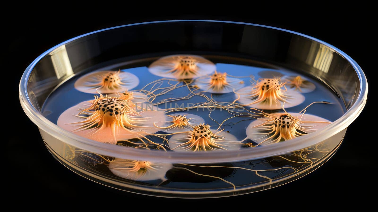 A laboratory petri dish containing mutated fungi