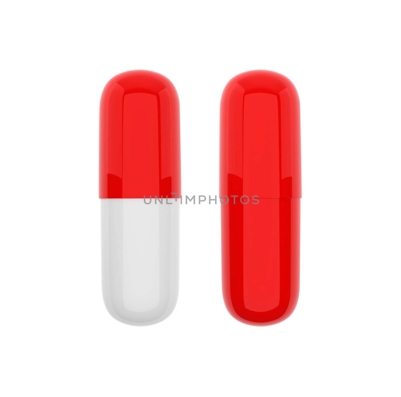 Medicine capsules on the white background