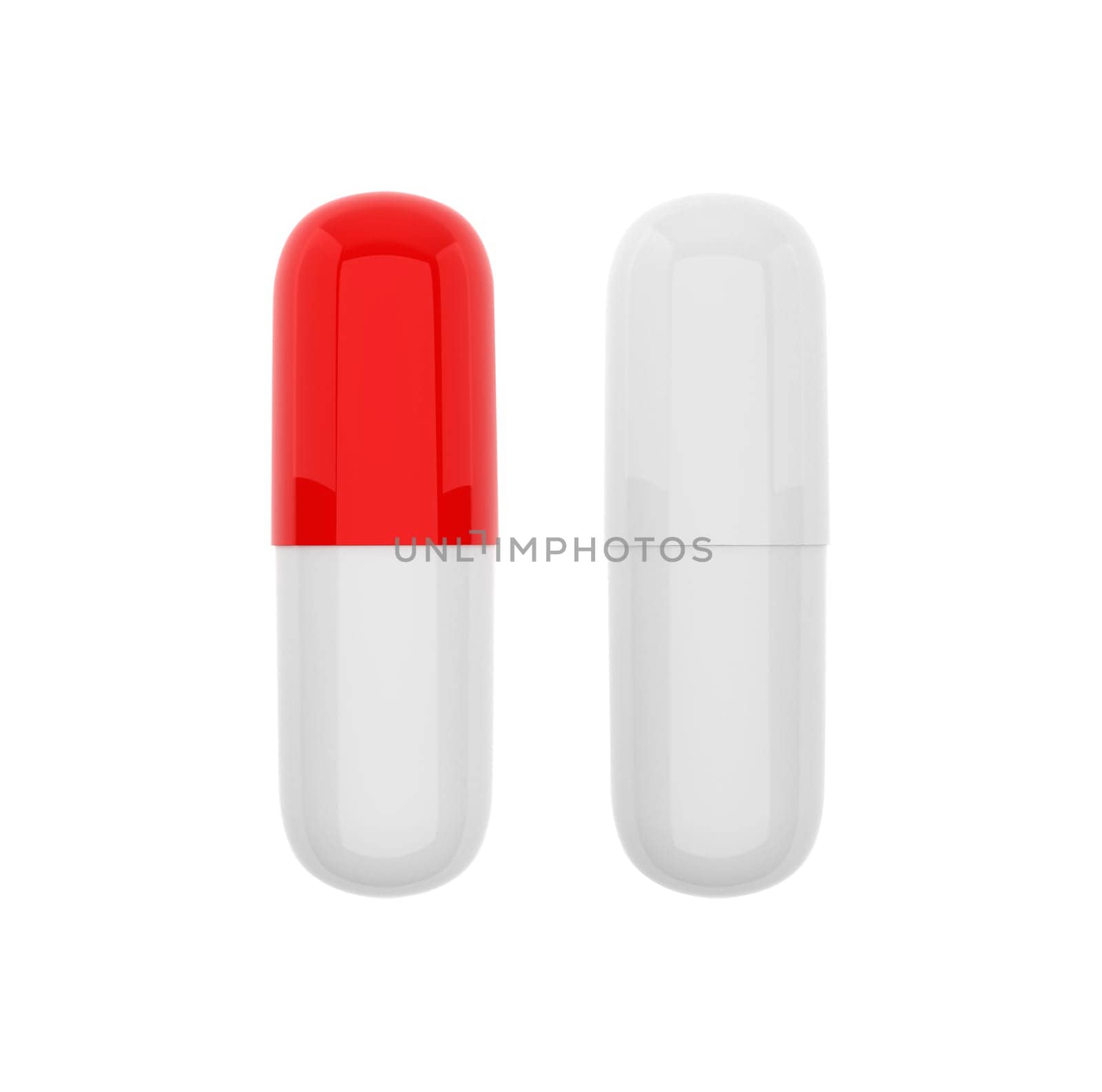 Medicine capsules on the white background
