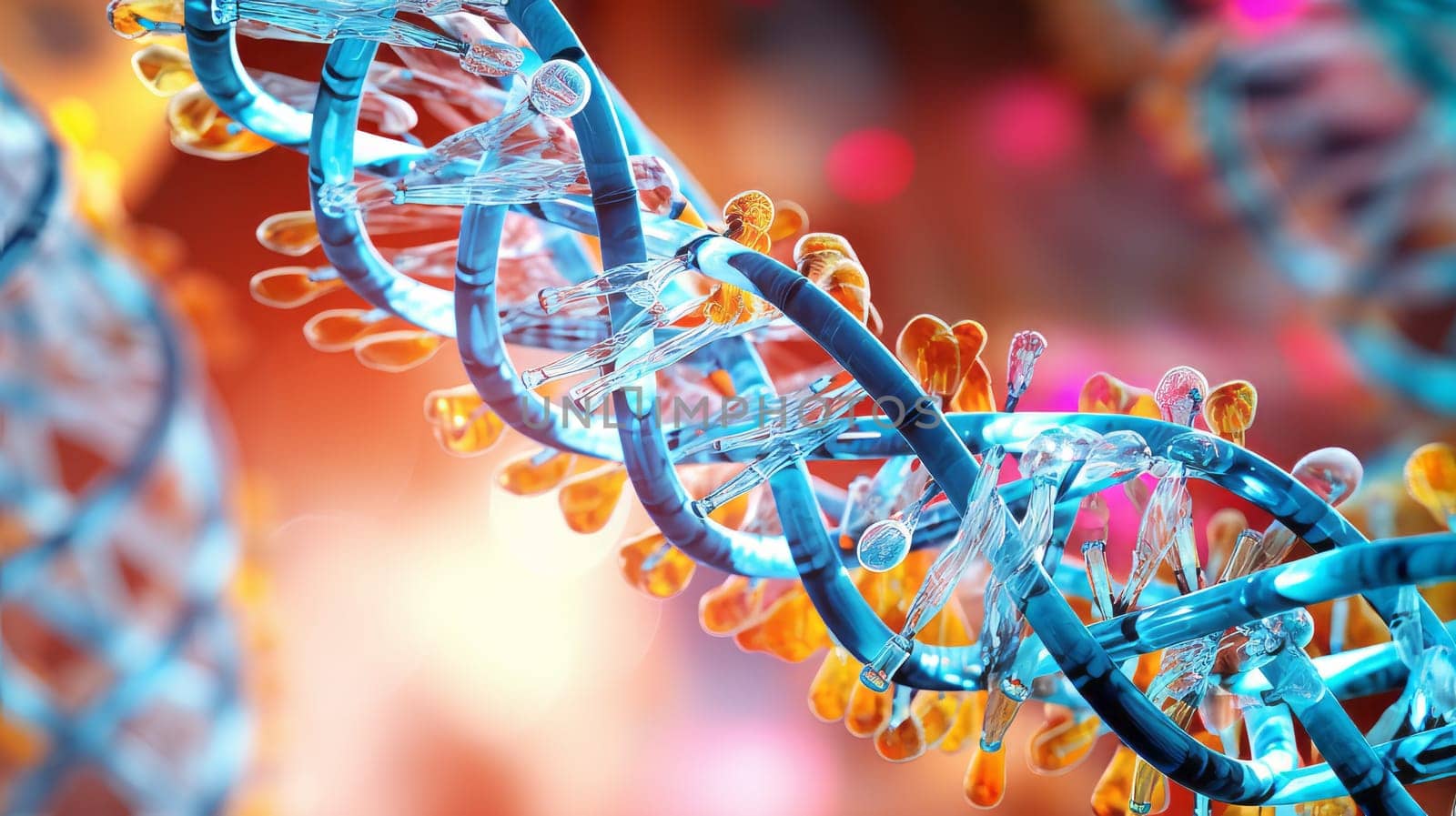 A close-up of mutated DNA strands in a genome