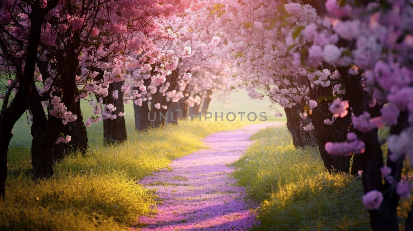 A path through a field of blossoming dreams