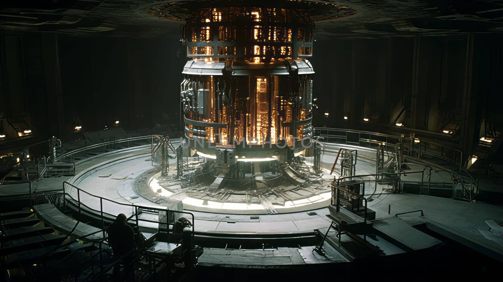 A nuclear reactor core during a maintenance procedure
