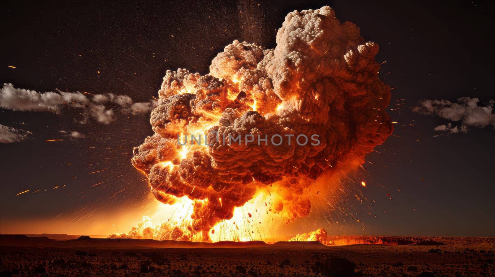 Massive smoke cloud billowing in the sky