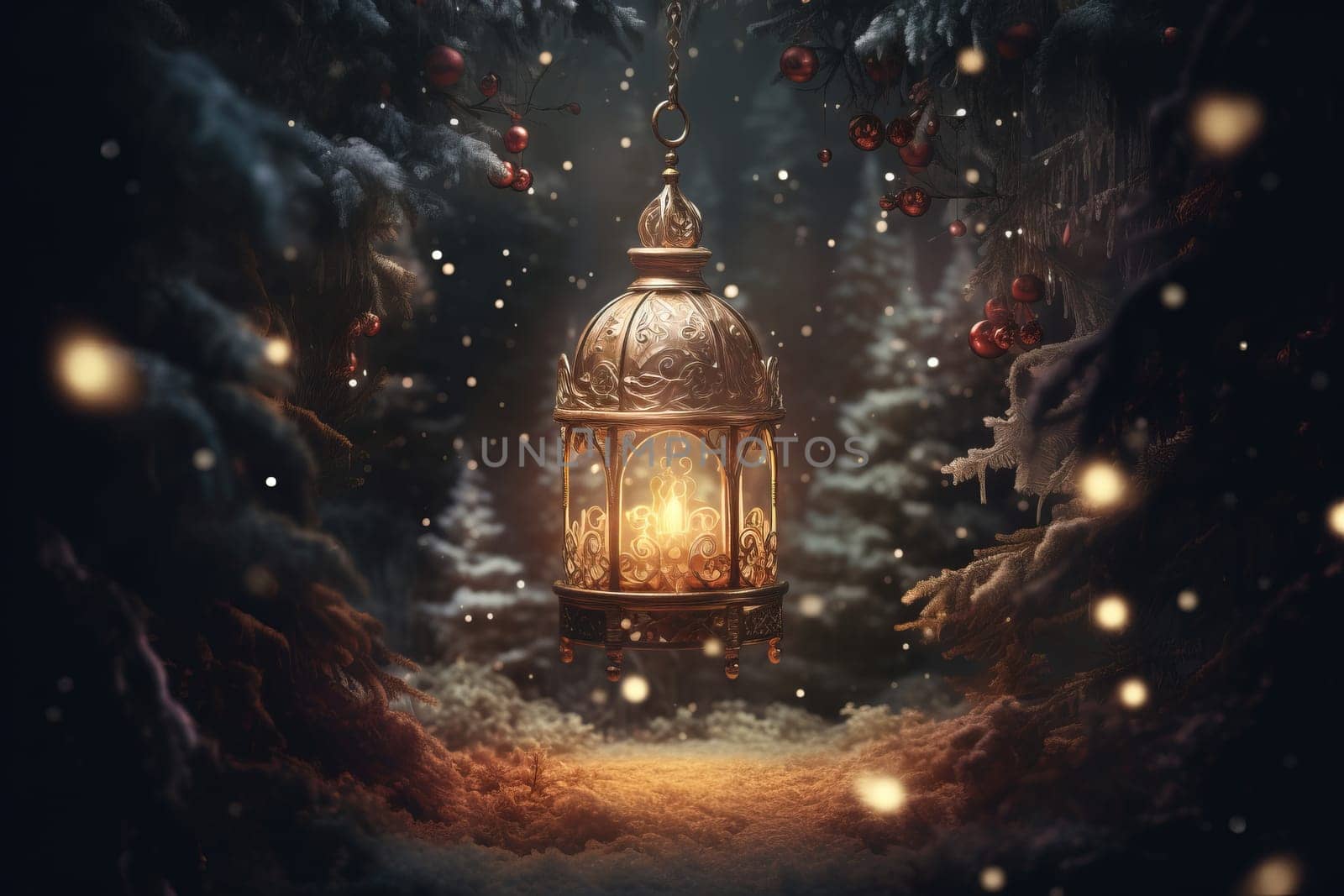 Glowing and enchanting Christmas elements leaving room for your text