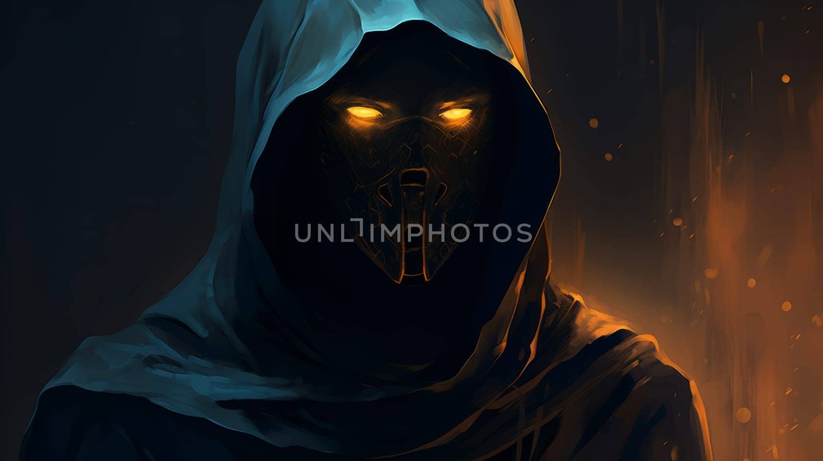 Digital portrait of a mysterious, masked figure