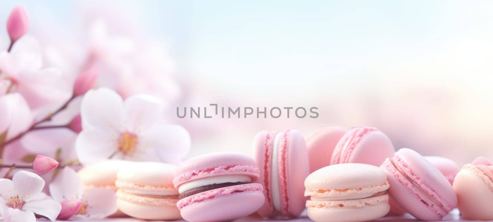 pink macaron, sweet dessert food, ai