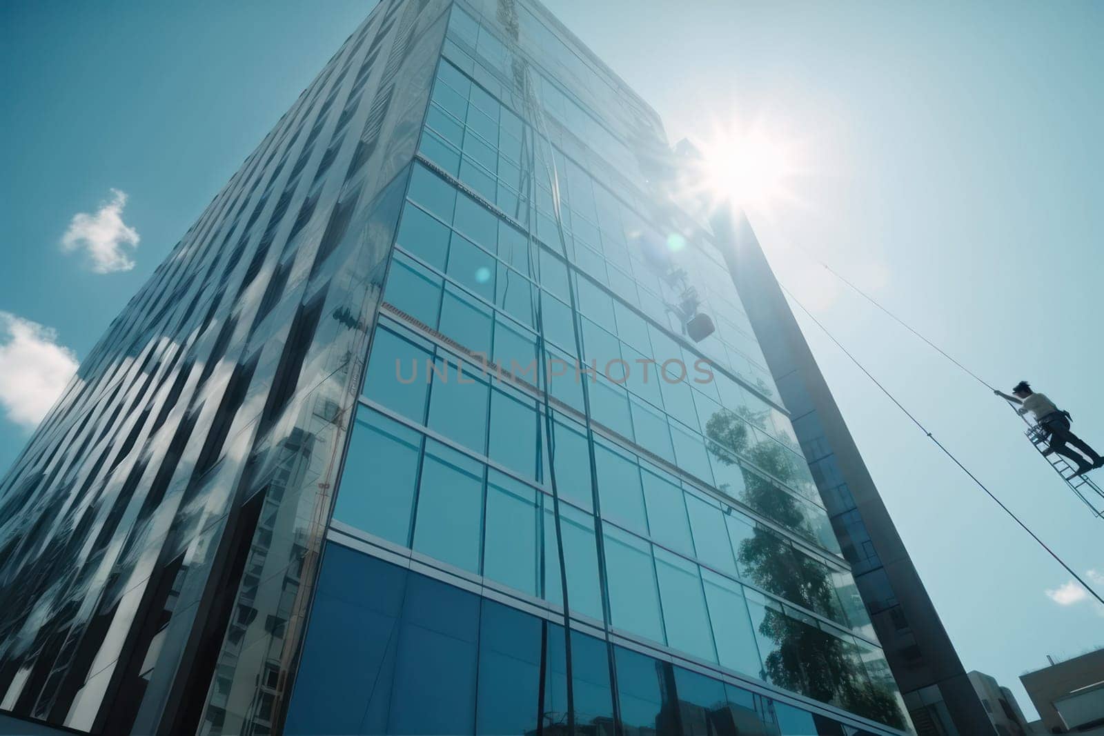 Builders of the tallest building at high-rise work. Generative AI