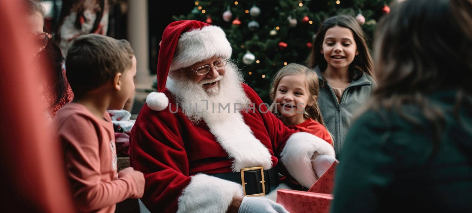 santa claus giving presents gift to kids christmas xmas, ai