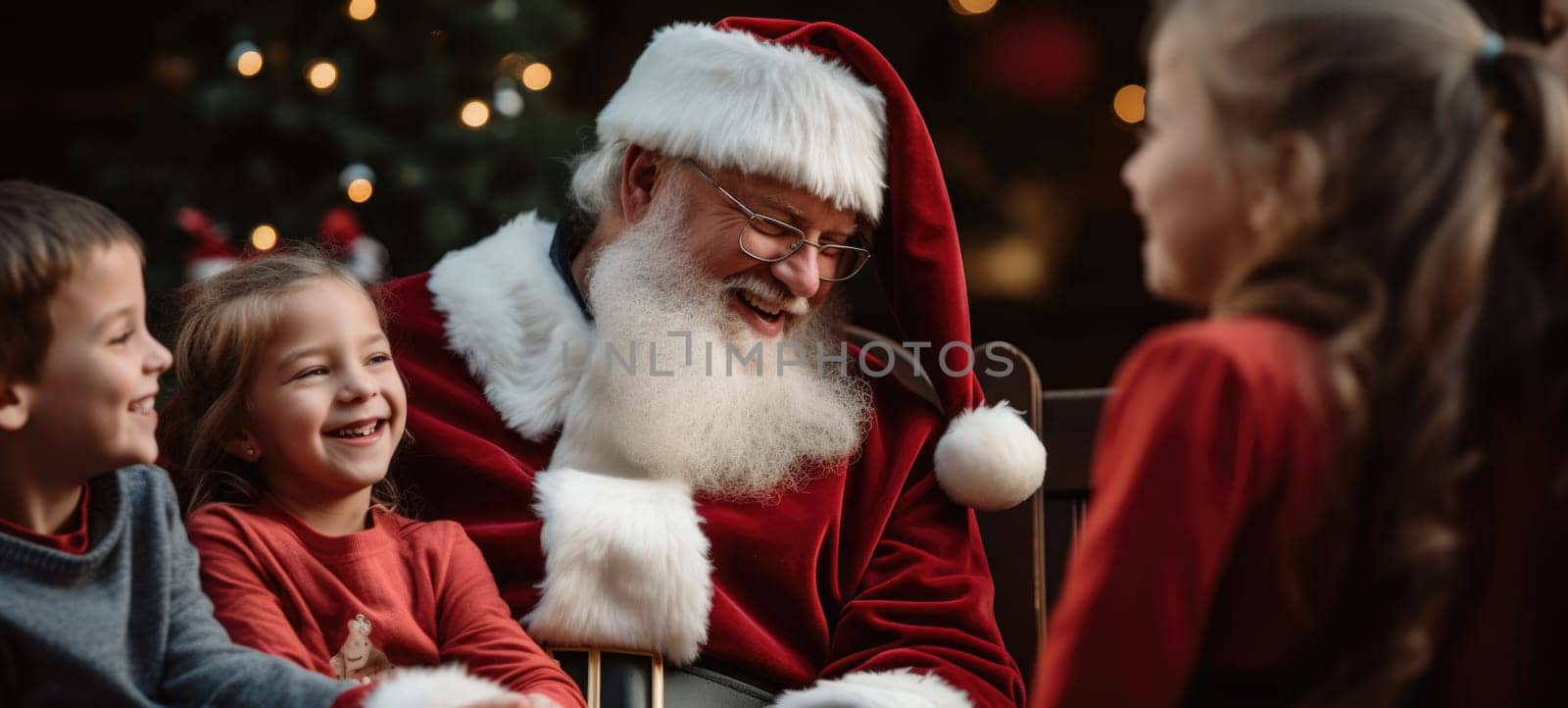 santa claus giving presents gift to kids christmas xmas, ai