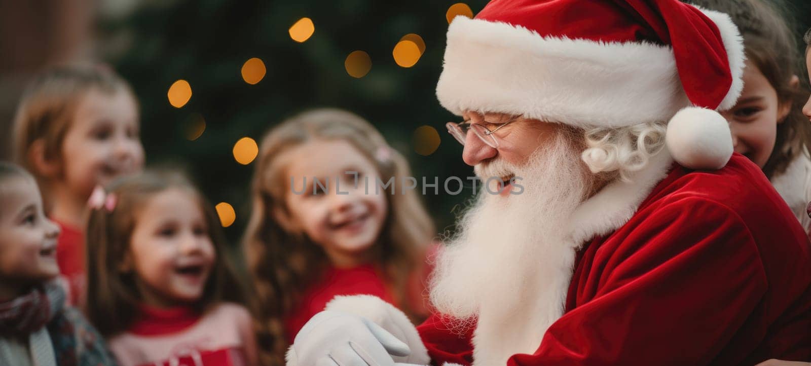santa claus giving presents gift to kids christmas xmas, ai