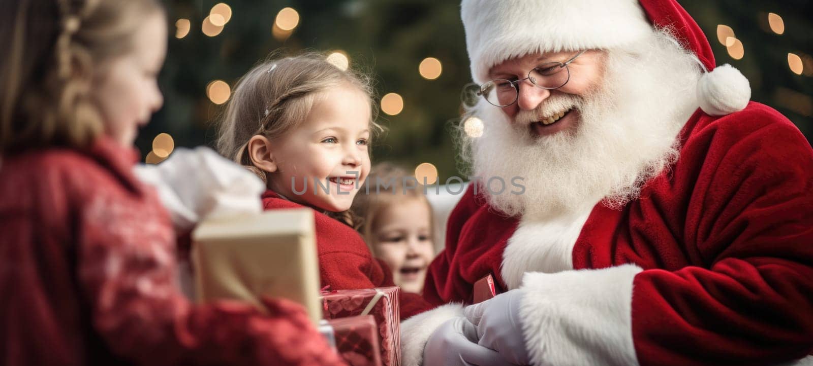 santa claus giving presents gift to kids christmas xmas, ai