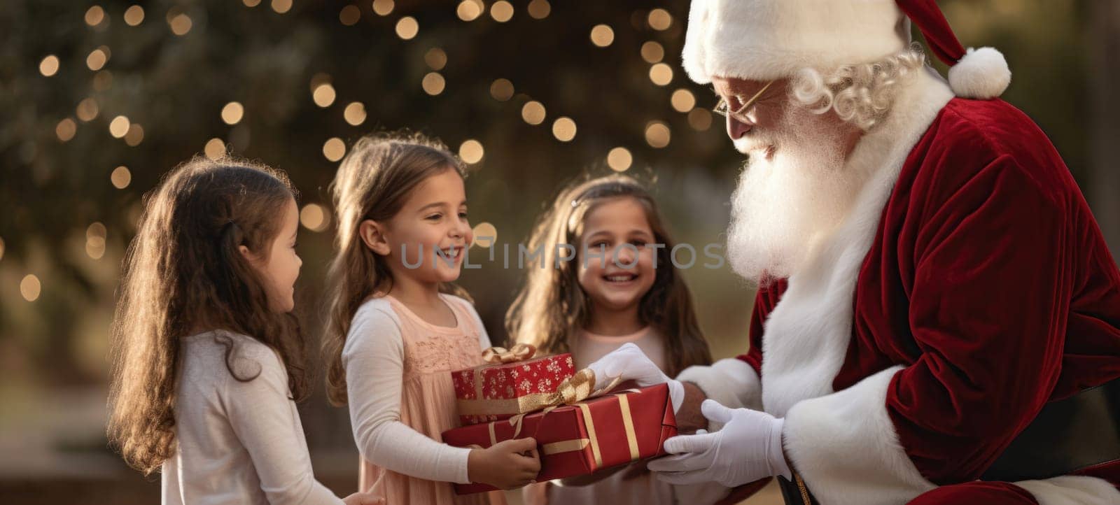 santa claus giving presents gift to kids christmas xmas, ai