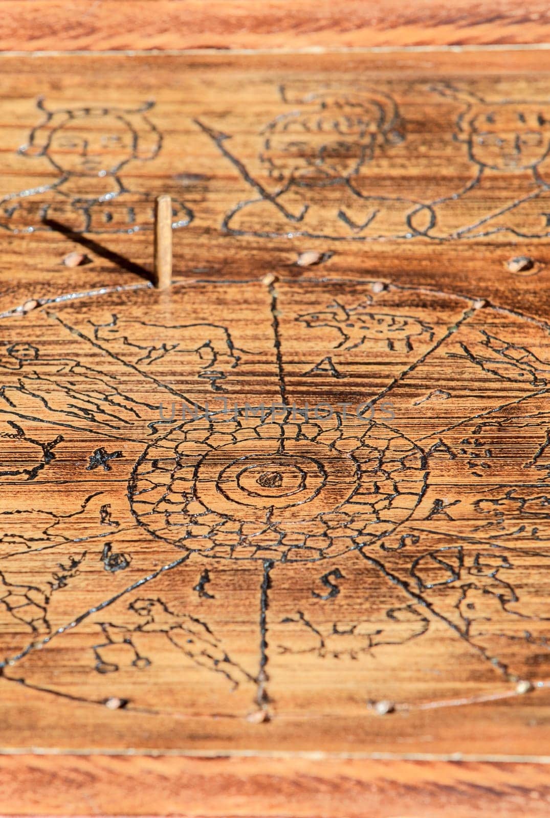Replica of annual roman calendar and zodiac. Divination methods in ancient rome