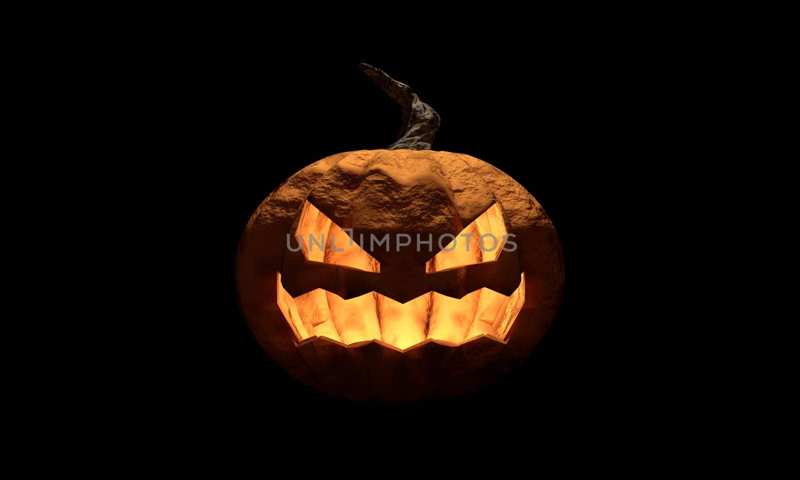 Halloween pumpkin with happy face on dark background