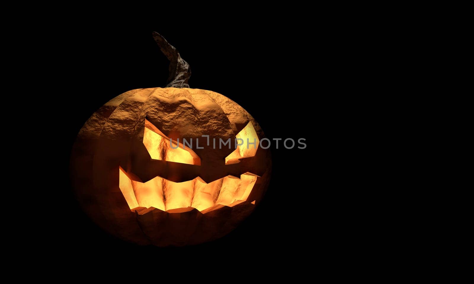 Halloween pumpkin with happy face on dark background