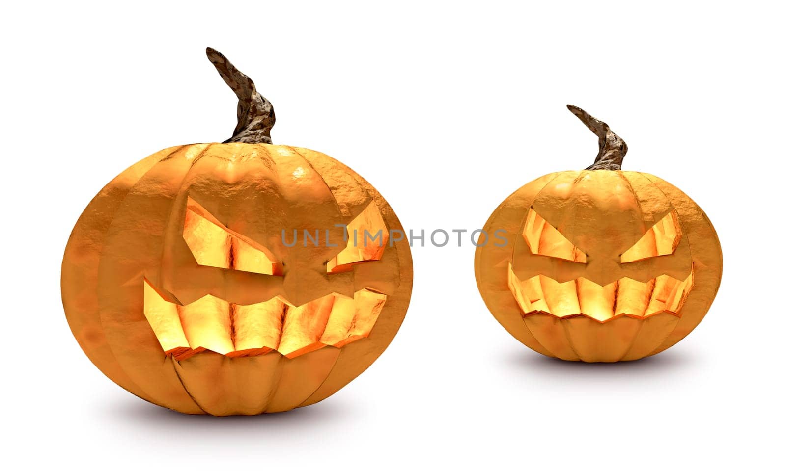 Halloween pumpkin with happy face on white background