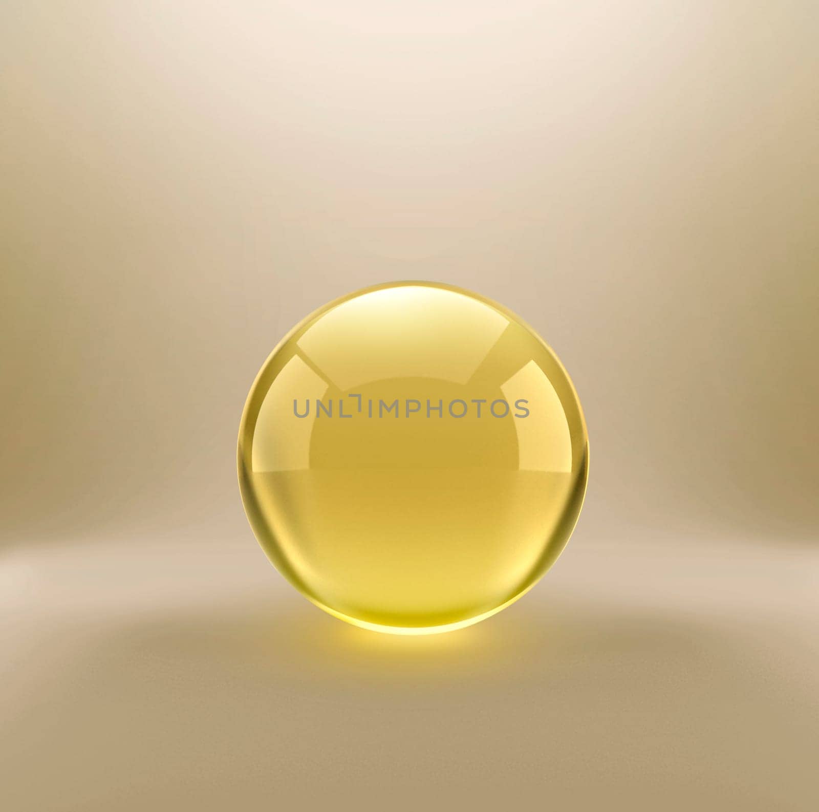 Golden oil capsule of vitamin A, E, Omega 3 or collagen. of medical pill with fish fat or organic cosmetic oil