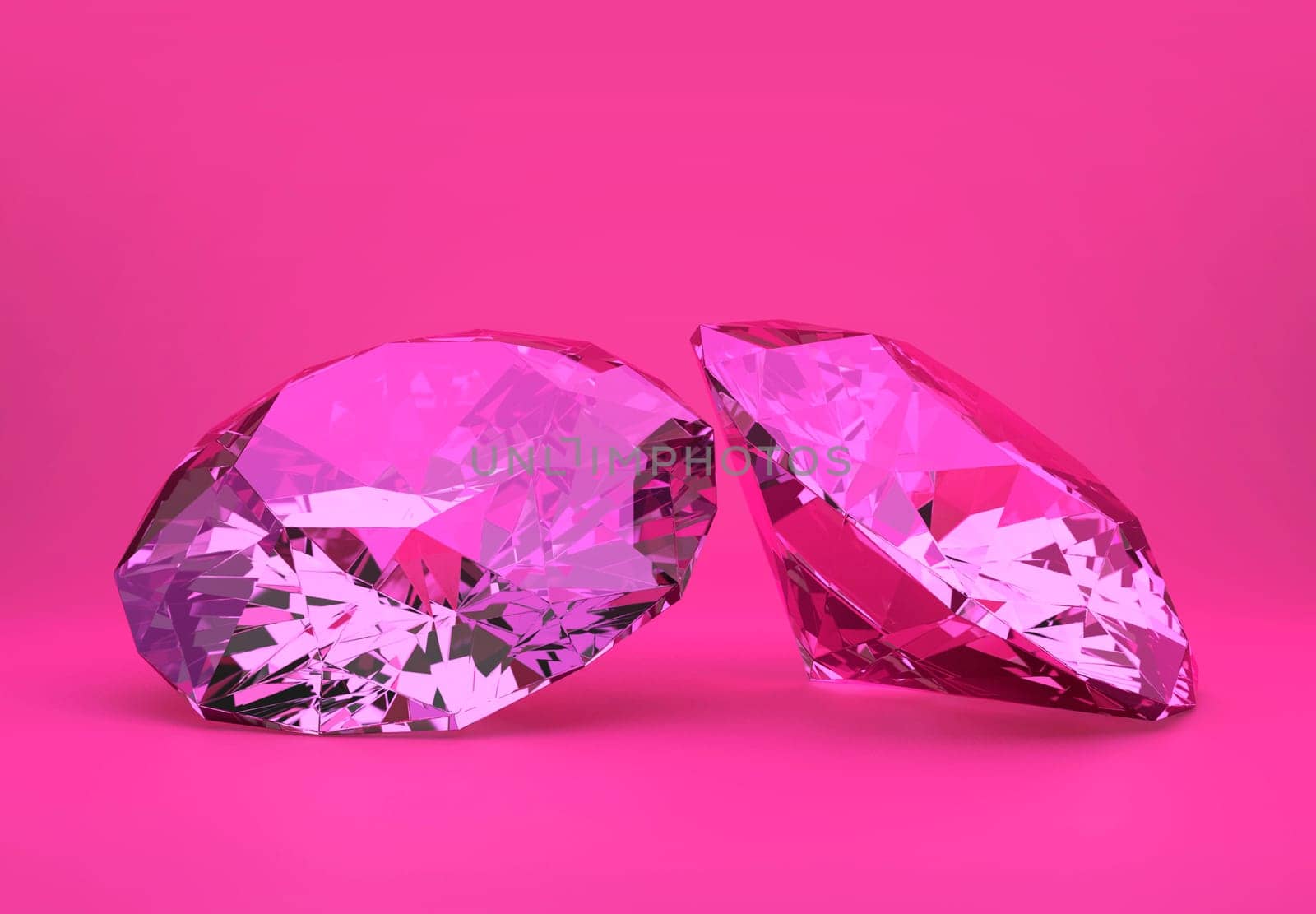 Pink gems or diamonds, bright pink background